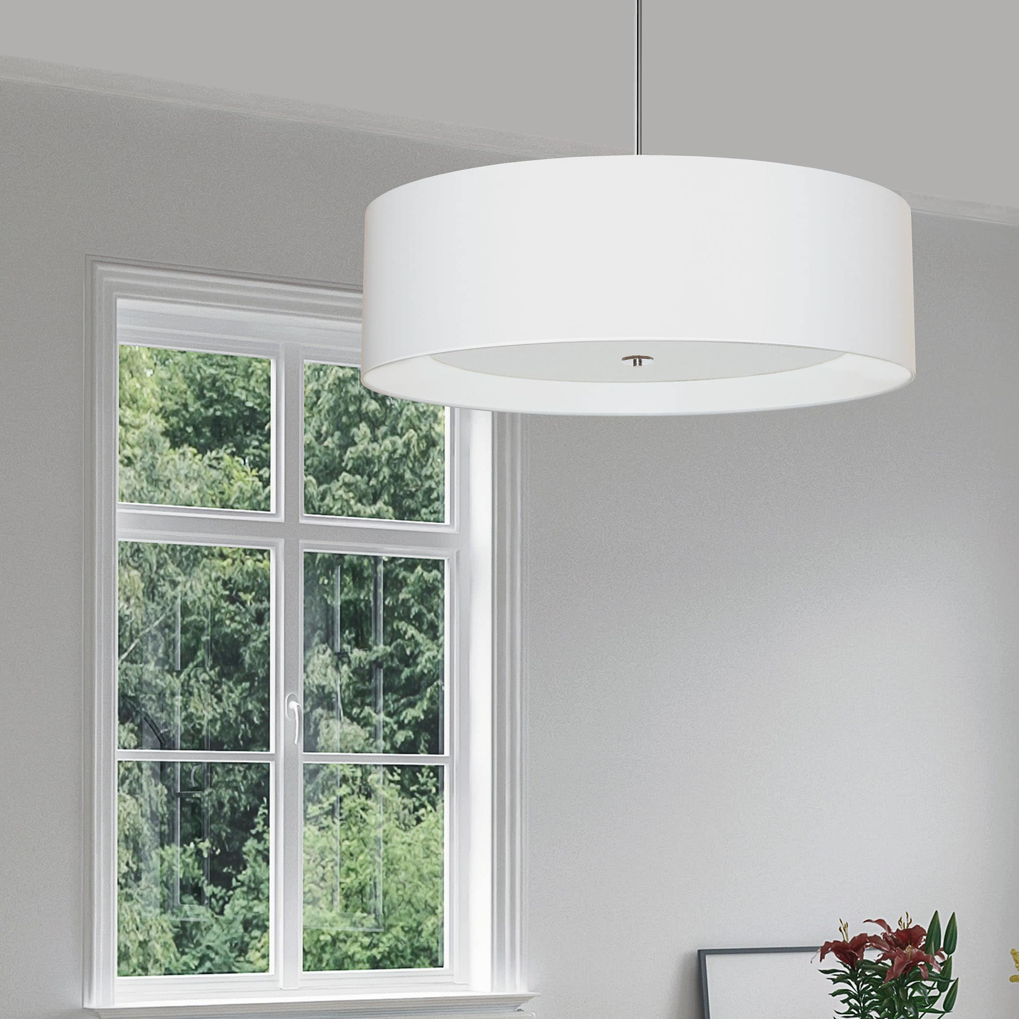 Dainolite 4LT Helena Pendant PC, White w/White Diffuser