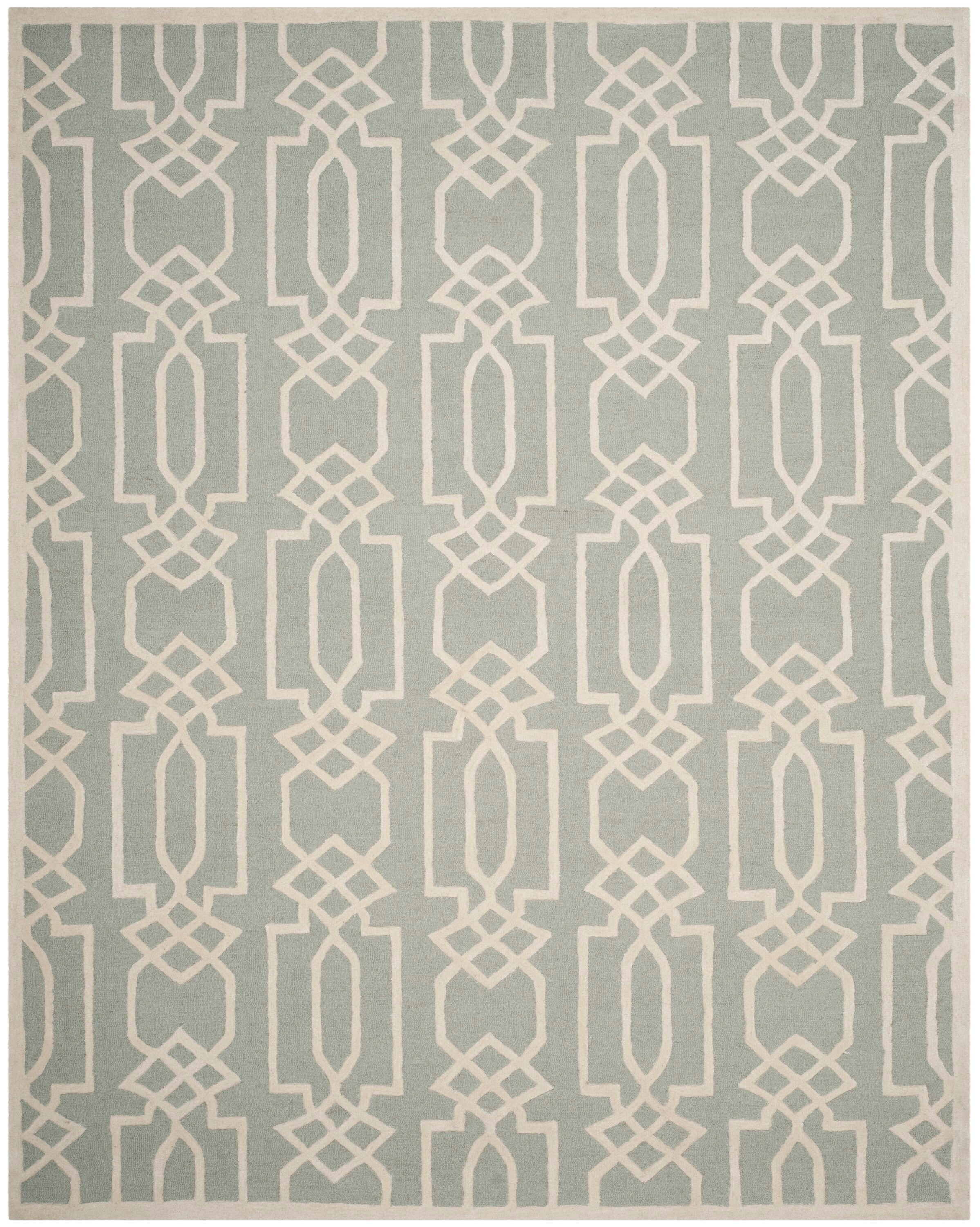SAFAVIEH Bella Janis Geometric Striped Wool Area Rug, Grey/Ivory, 8' x 10'