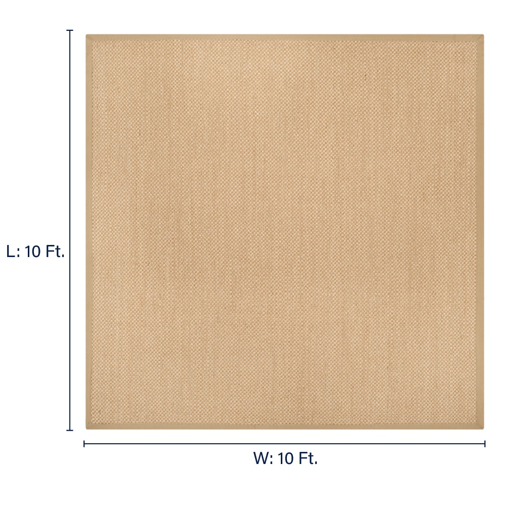 SAFAVIEH Natural Fiber Jovana Border Seagrass Area Rug, Maize/Linen, 10' x 10' Square