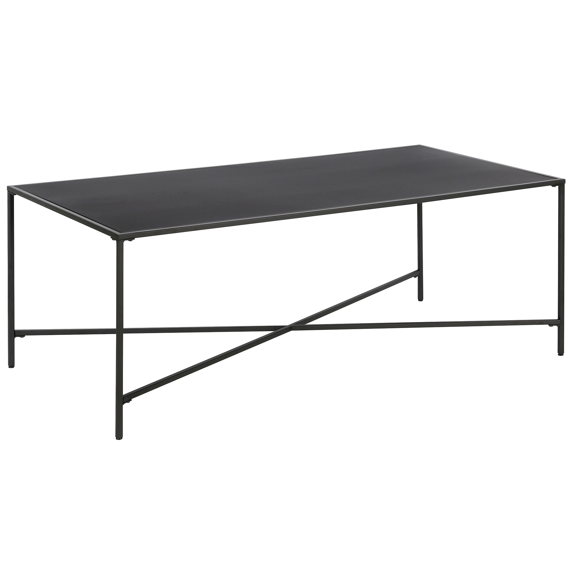 Evelyn&Zoe Henley 48" Wide Rectangular Coffee Table with Metal Top, Blackened Bronze