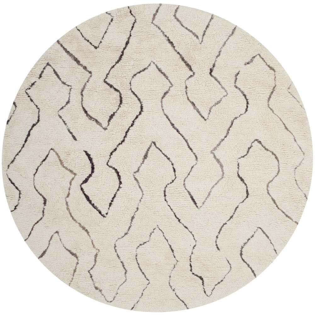 SAFAVIEH Casablanca Rada Abstract Shag Area Rug, Ivory/Multi, 6' x 6' Round