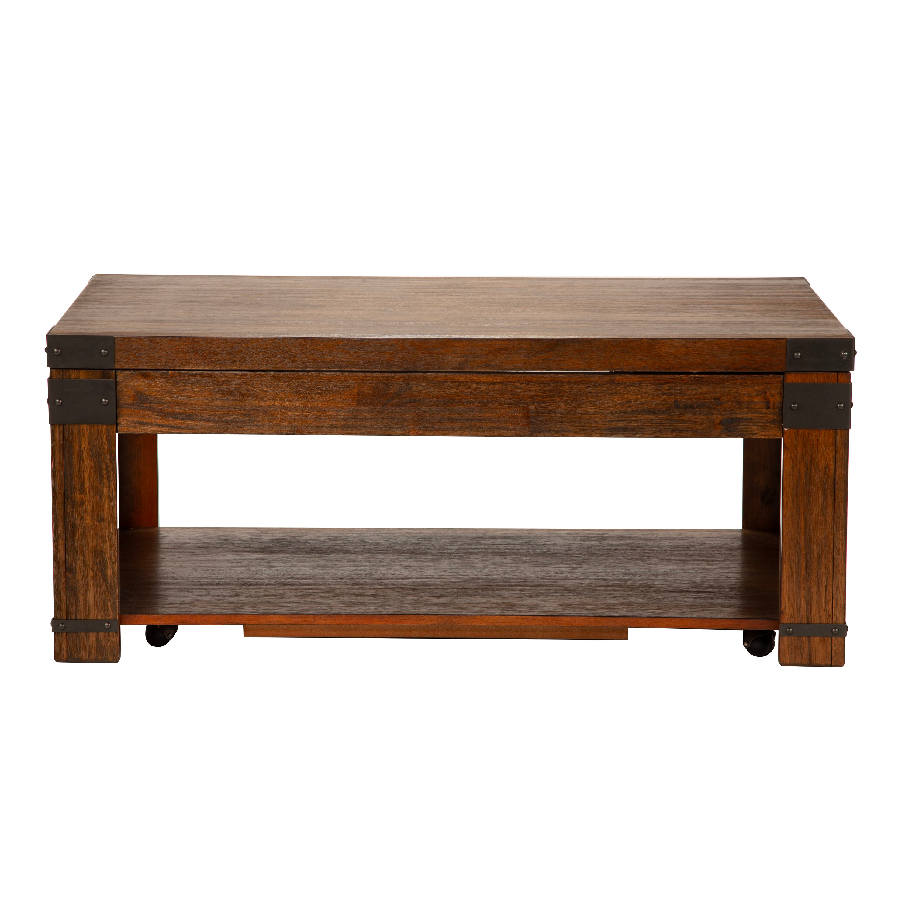 Steve Silver Arusha Indoor Rustic Rectangle Lift Top Coffee Table with Shelf, Brown