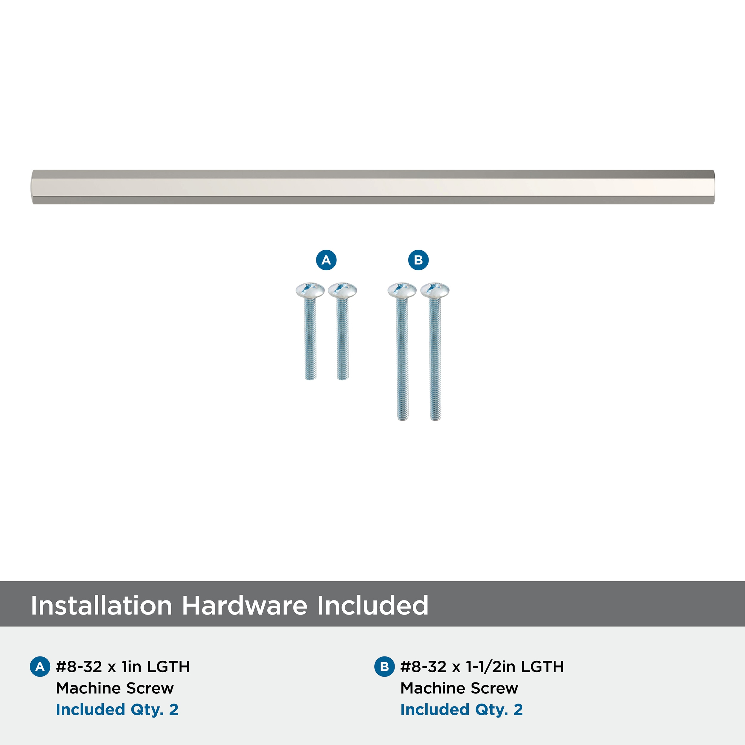 Amerock Caliber 7-9/16 inch (192mm) Center-to-Center Polished Nickel Cabinet Pull
