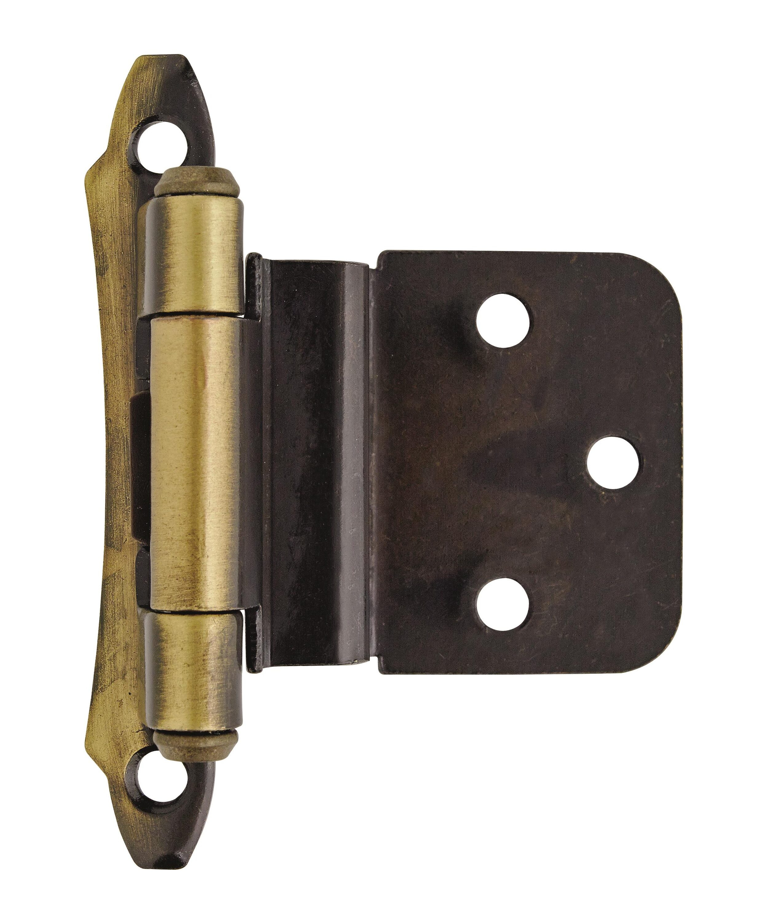 Antique Brass 3/8 Inch Self-Closing Cabinet Hinges, 2 Pack