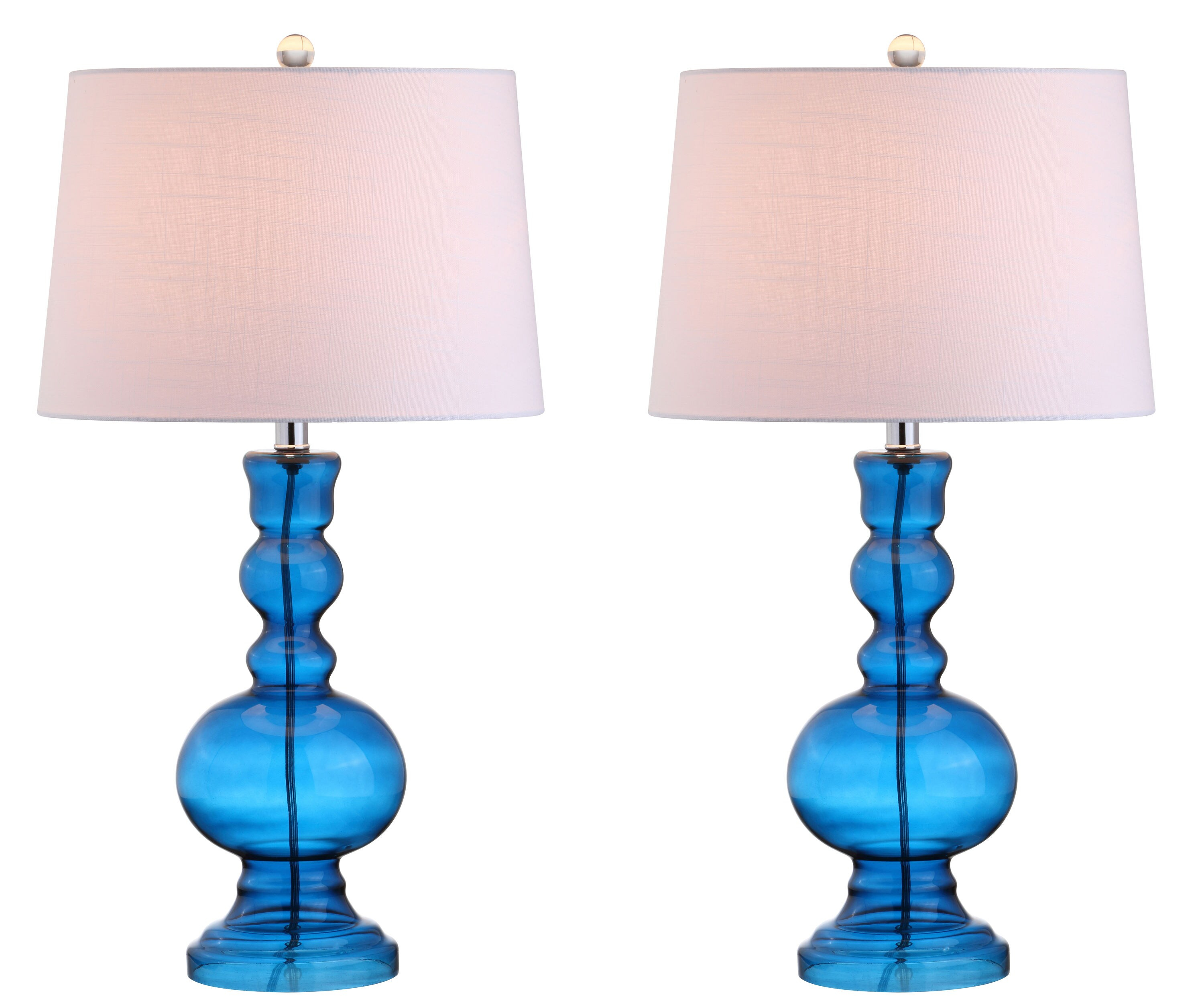 JONATHAN Y JYL1061C-SET2 Genie 28.5" Glass LED Table Lamp, Contemporary, Transitional for living room, dinning room, bedroom, office Bulb Included, Night Blue (Set of 2)