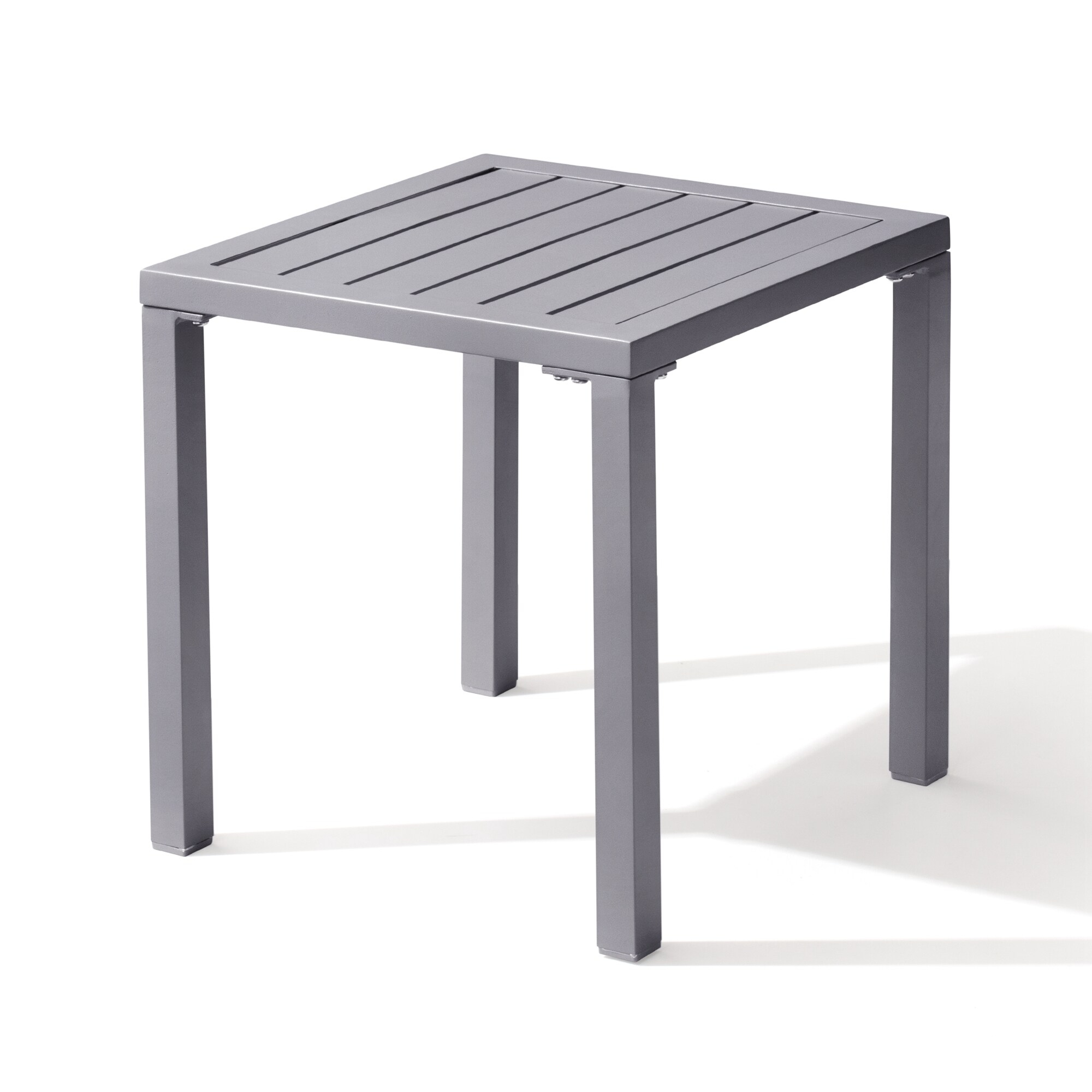 Crestlive Products Outdoor Aluminum End Table Square Patio Side Table - 15.7" L x 15.7" W x 15.9" H 1-Piece, Light Gray