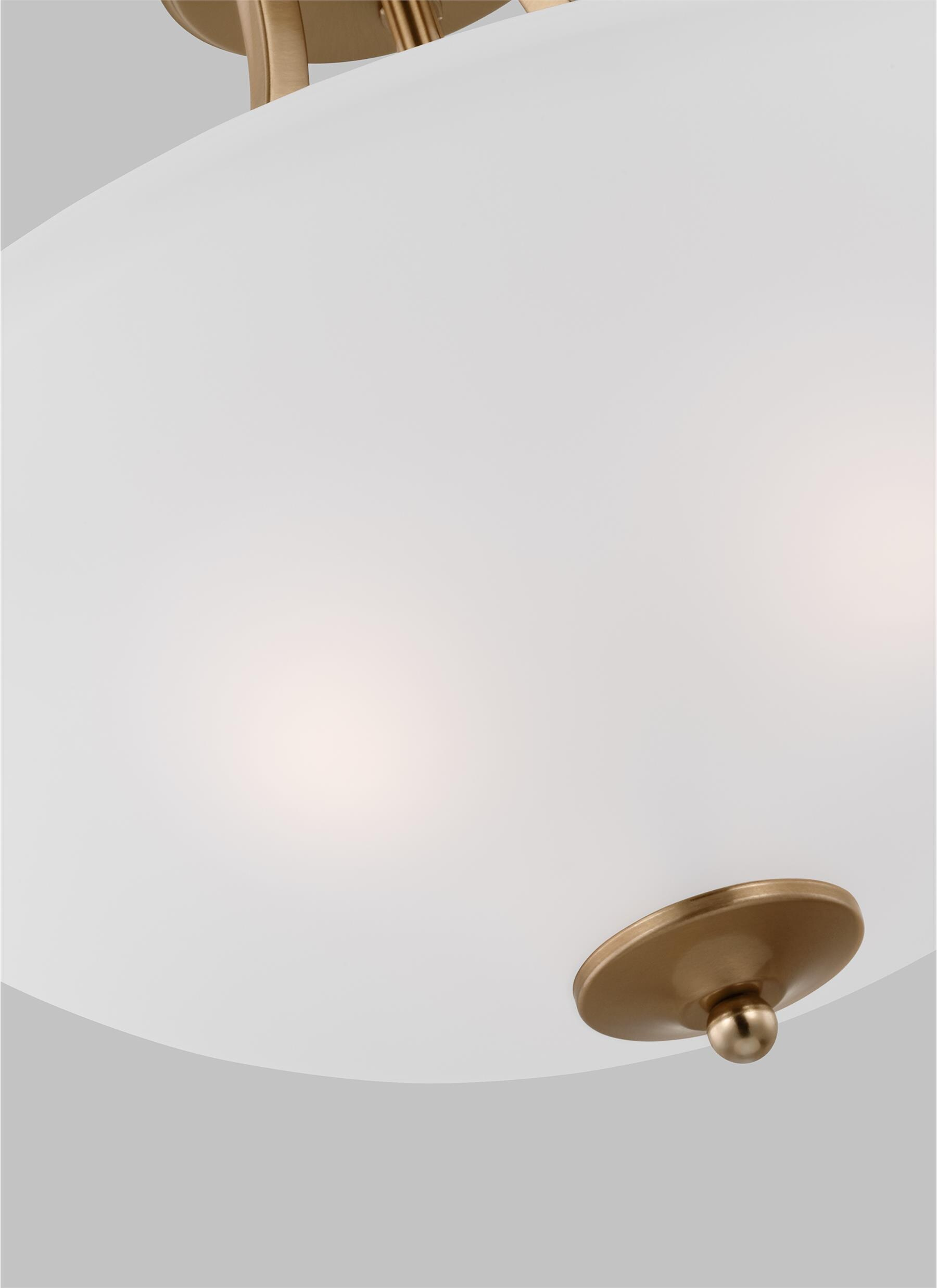 Geary 2-Light Satin Brass Dual Semi-Flush Mount Convertible Pendant with Satin Etched Glass Shade