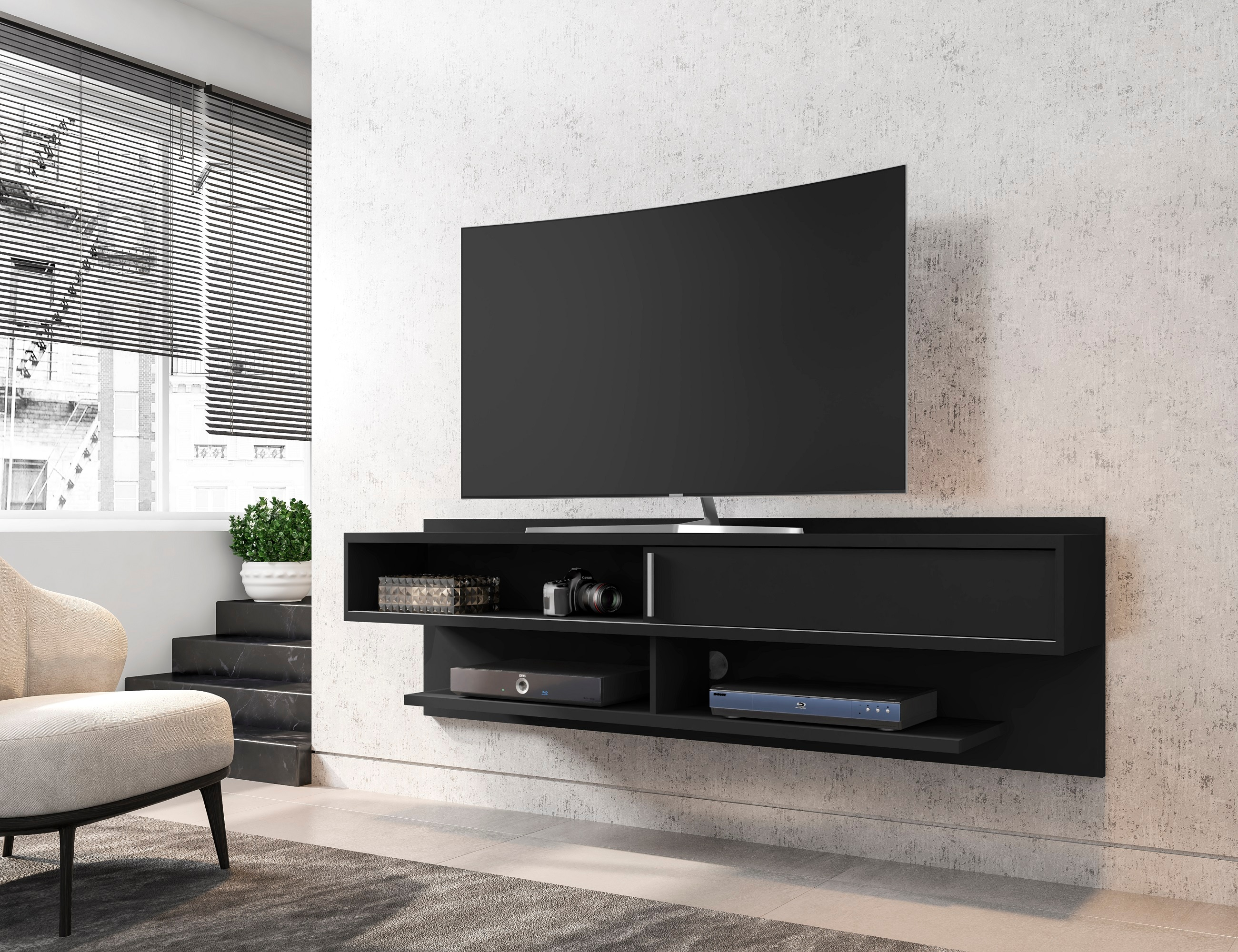 60" Astor Floating Entertainment Center Off  - Manhattan Comfort