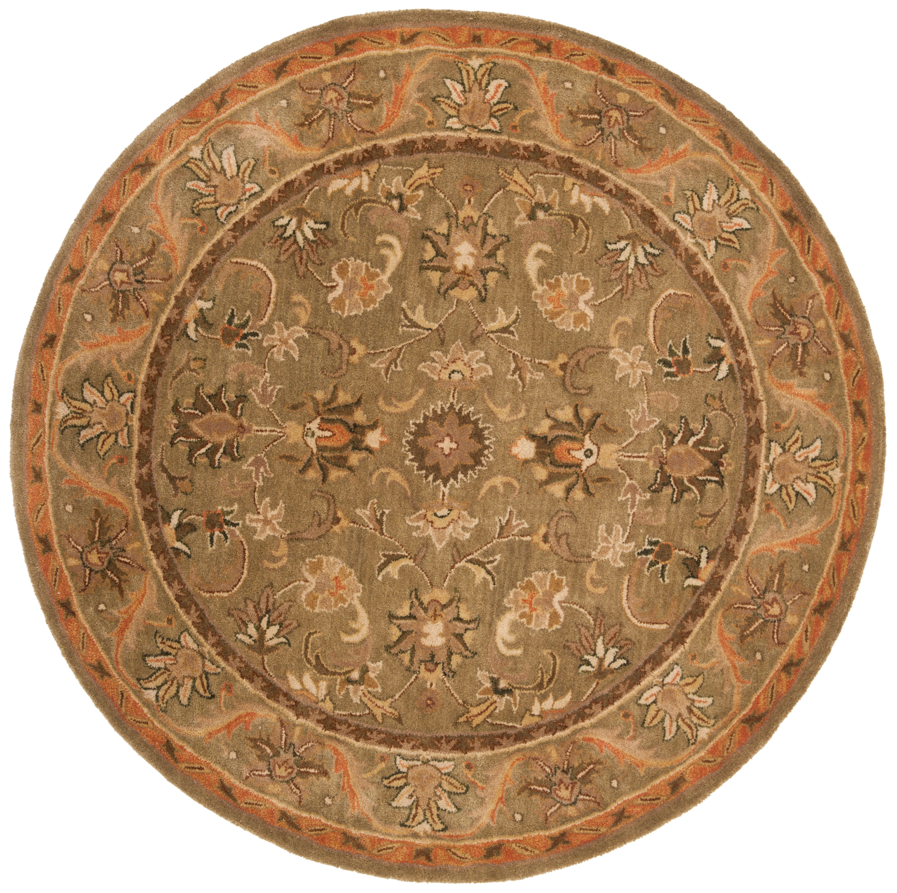 SAFAVIEH Antiquity Carmella Oriental Wool Area Rug, Olive/Gold, 6' x 6' Round