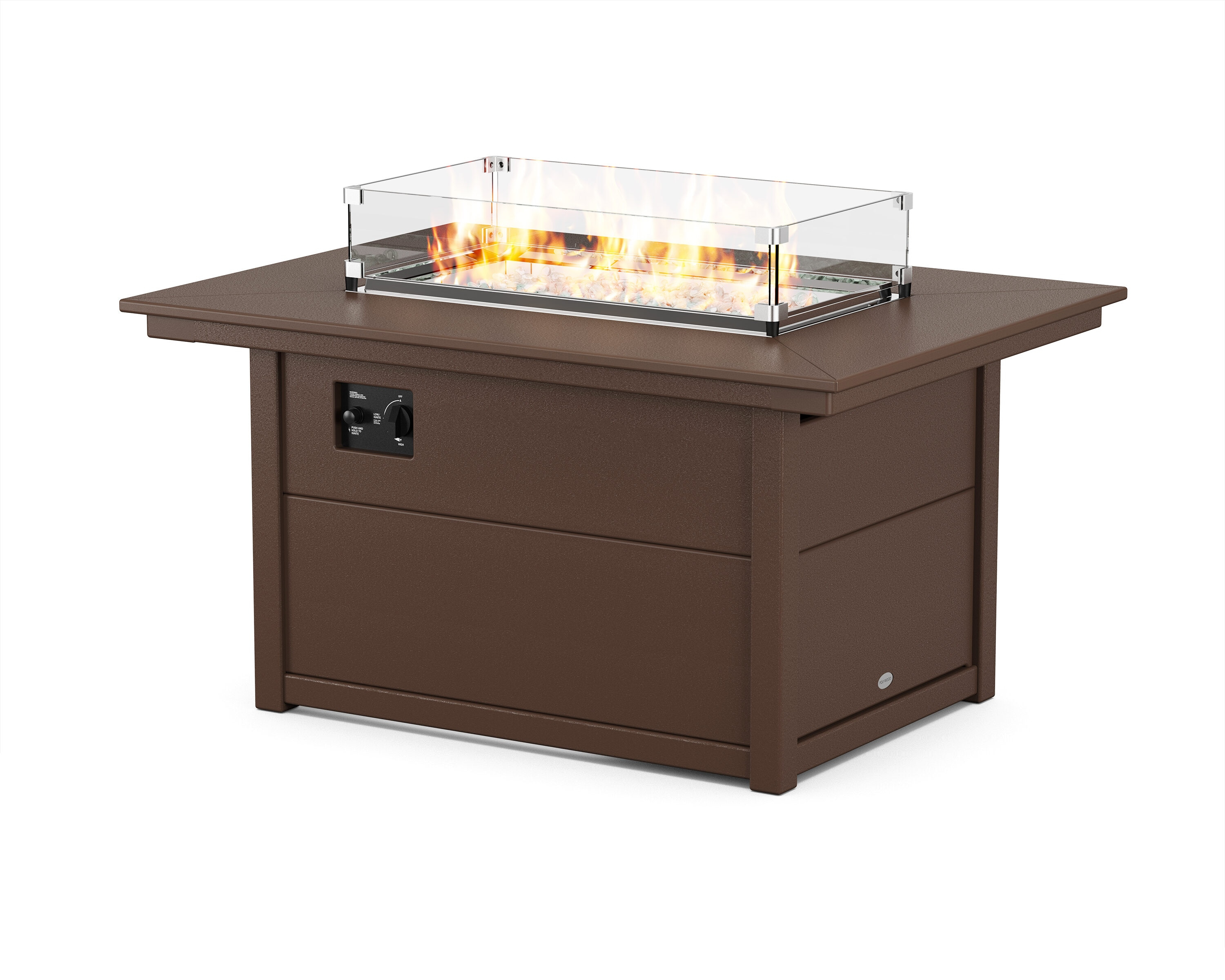 Rectangle Polyresin Smokeless Fire Pit Table with Hidden Fuel Tank