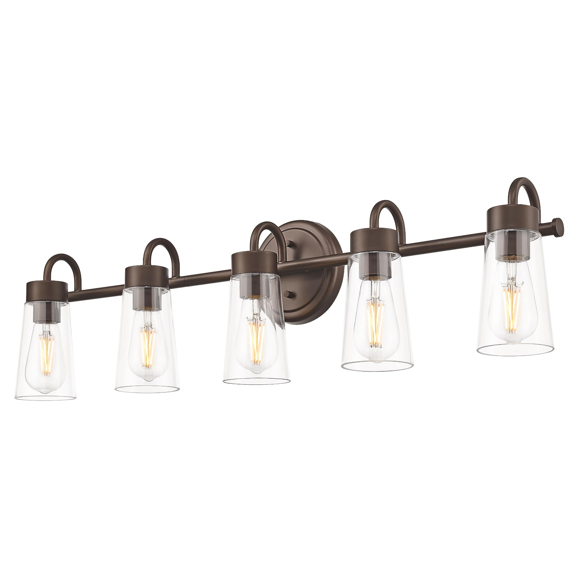 zeyu 33" 5-Light Bathroom Vanity Light, Farmhouse Bathroom Lighting Fixture, Oil Rubbed Bronze Finish with Clear Glass, ZTH108B-5W ORB