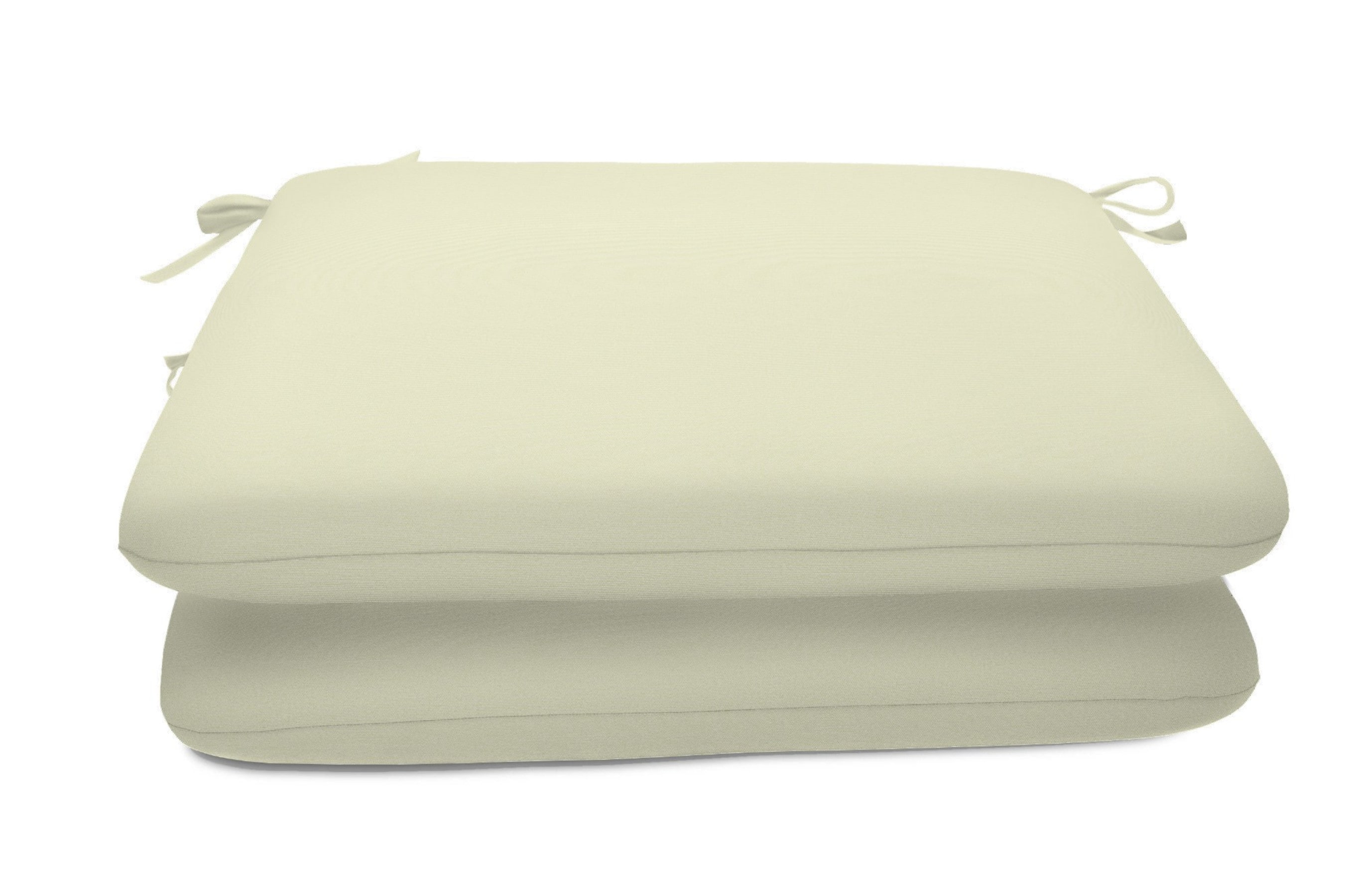 Casual Cushion Solid Sunbrella Fabric 2-Piece Indoor/Outdoor Seat Pad Cushion, 18"W x 18"L, Canvas Natural