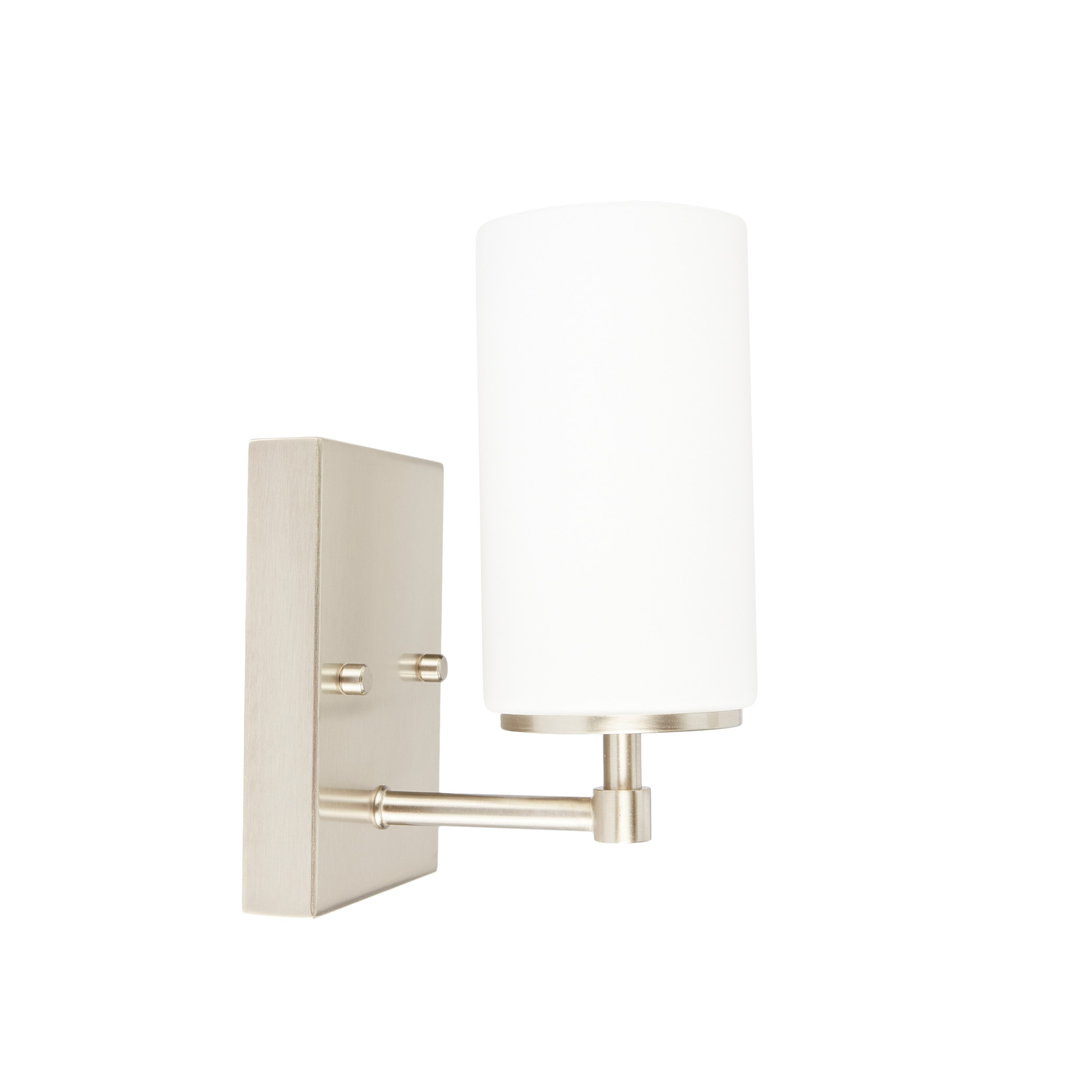 Alturas 4.375 in. Brushed Nickel Modern Contemporary Wall Sconce Vanity Light with Satin Etched Glass Shade