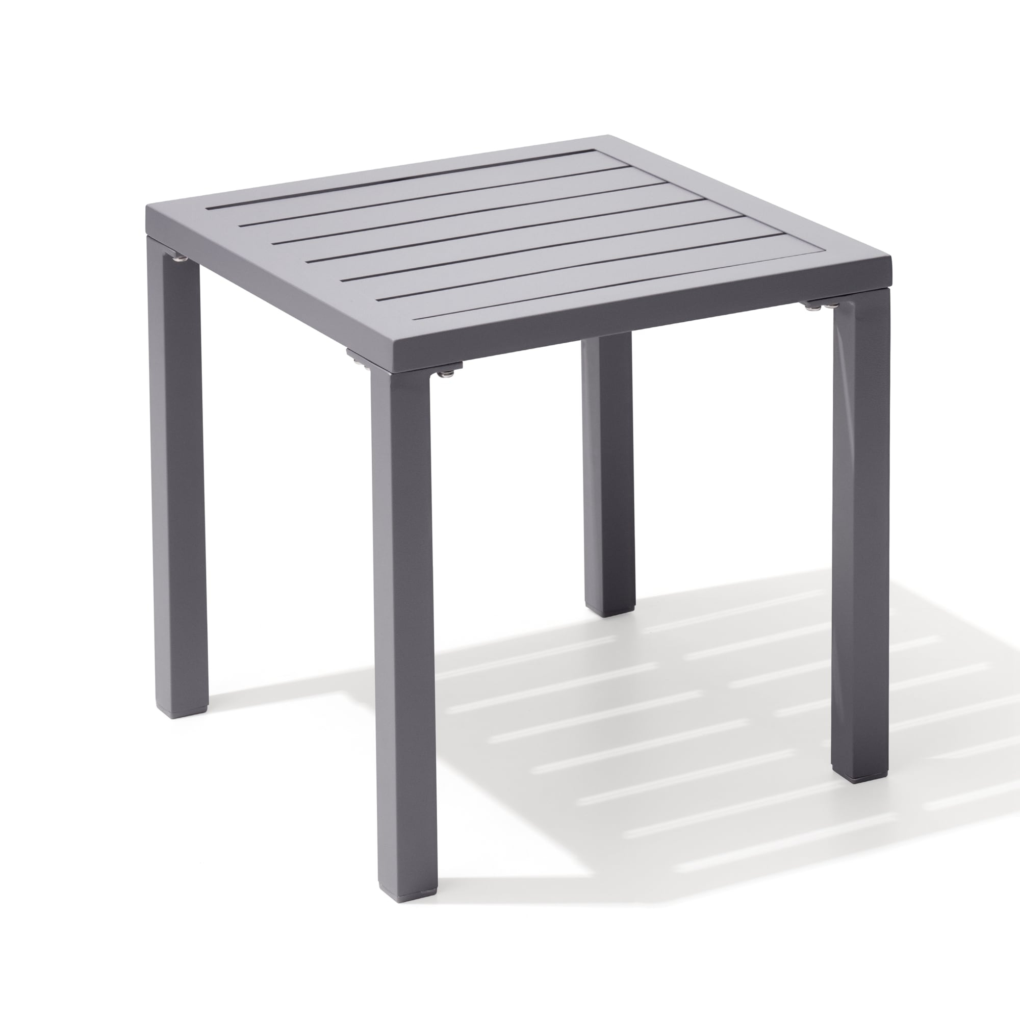 Crestlive Products Outdoor Aluminum End Table Square Patio Side Table - 15.7" L x 15.7" W x 15.9" H 1-Piece, Light Gray