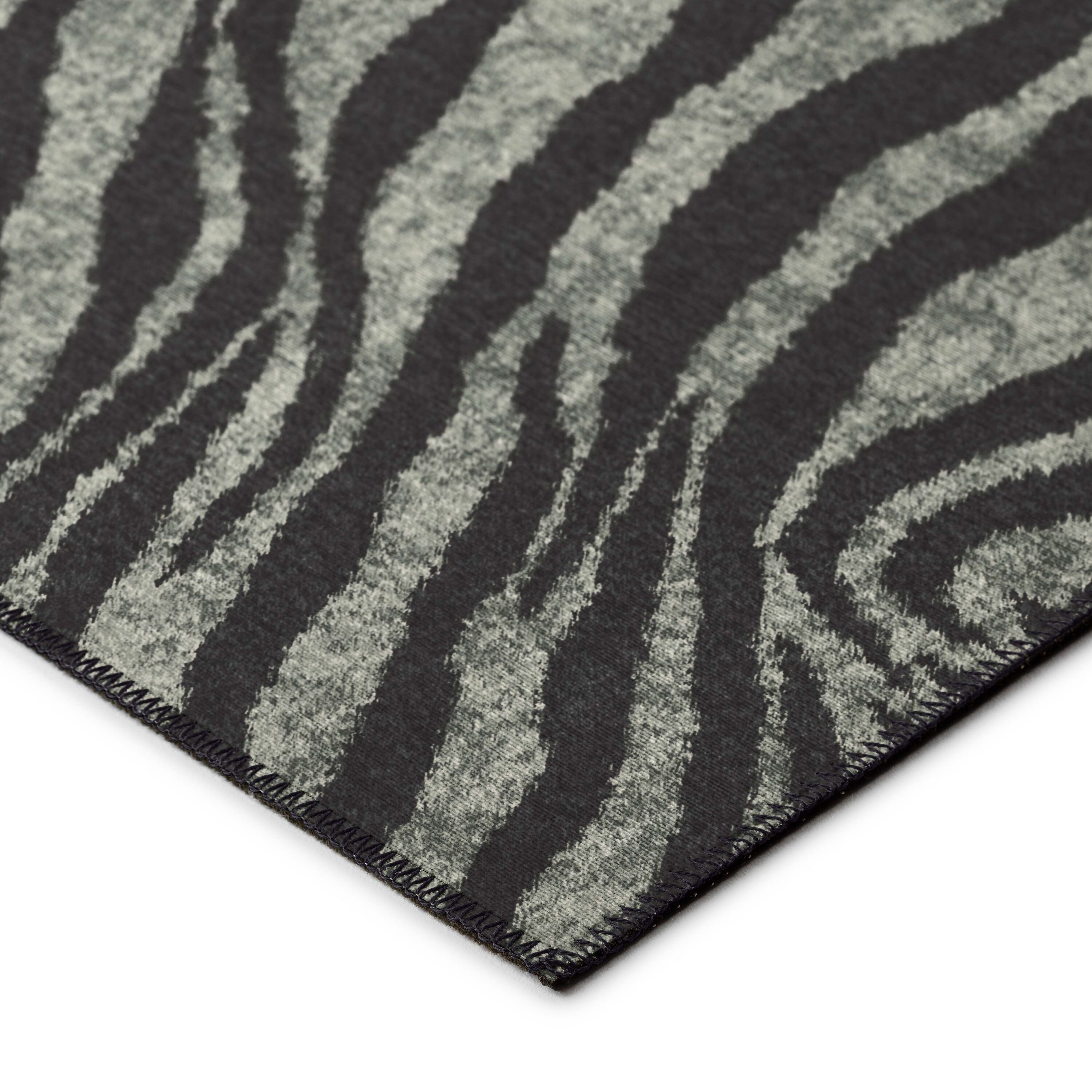 Addison Rugs Addison Indoor/ Outdoor Safari Zebra Animal Print Washable Area Rug 8' x 8' - Shadow