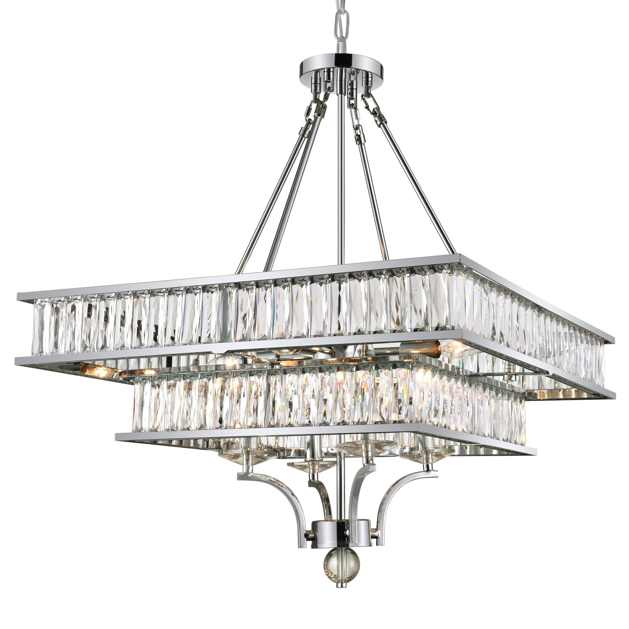 Shalia 23" Chrome Crystal Two-Tier Chandelier