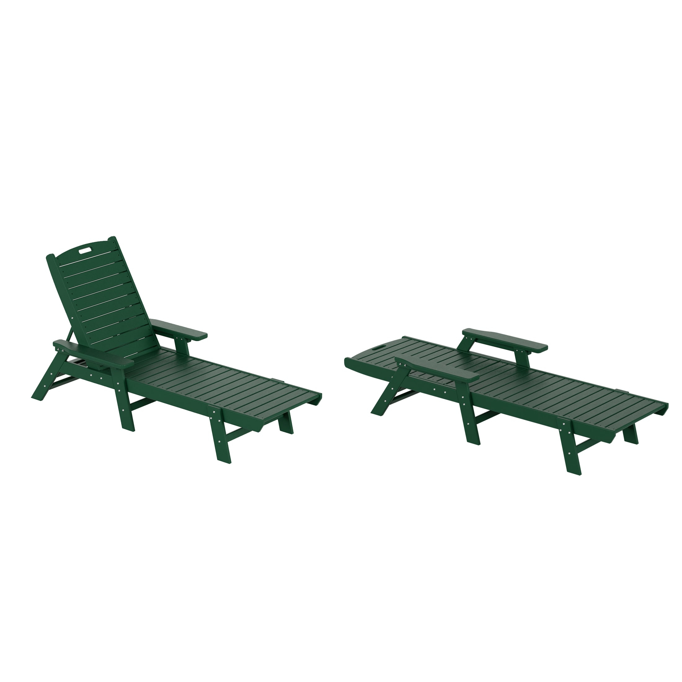 Polytrends Laguna 78" Poly Weather-Resistant Outdoor Chaise Lounge (Set of 2) Dark Green