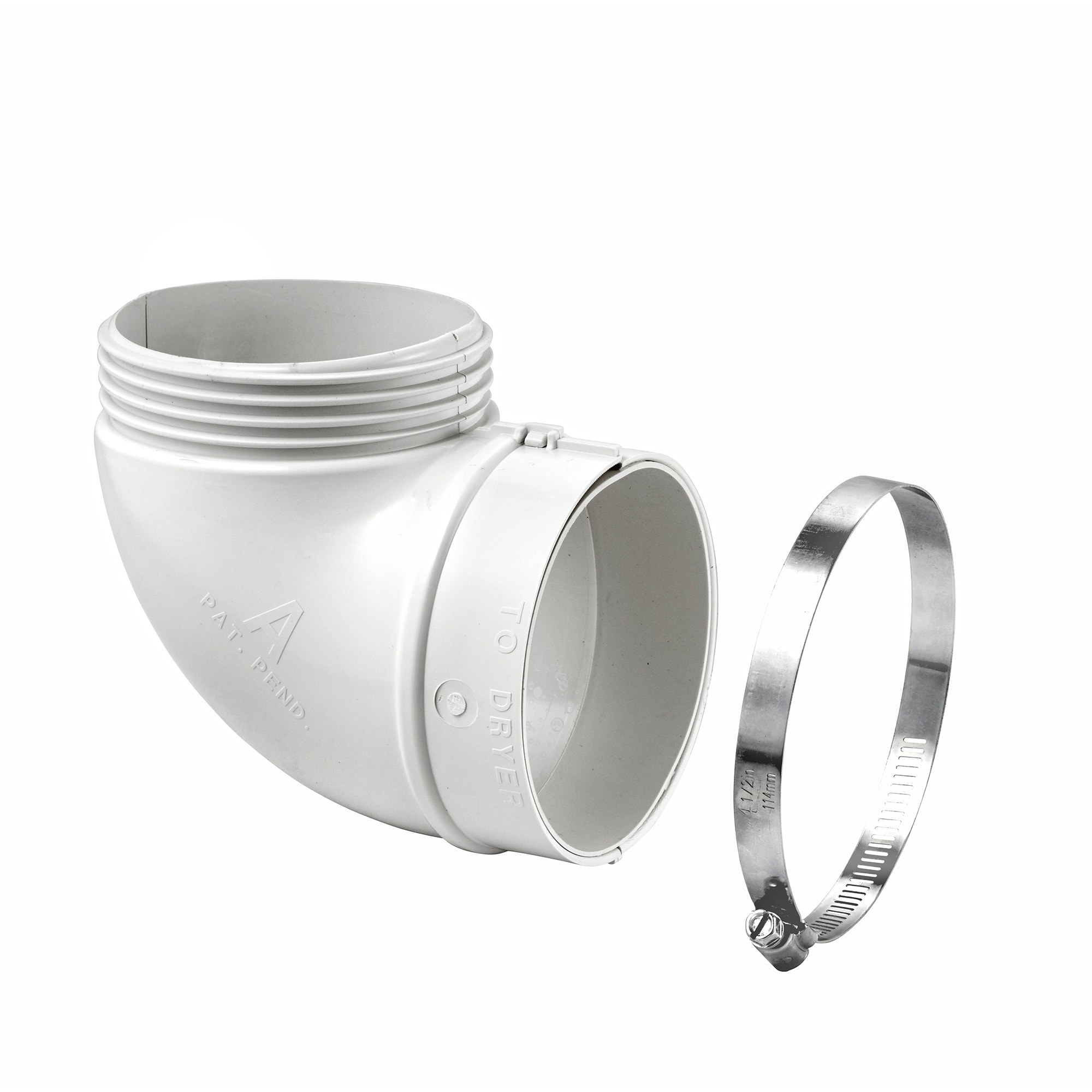 Lambro 4 In. ABS White Plastic Quick Fit Dryer Exhaust Elbow 3003L