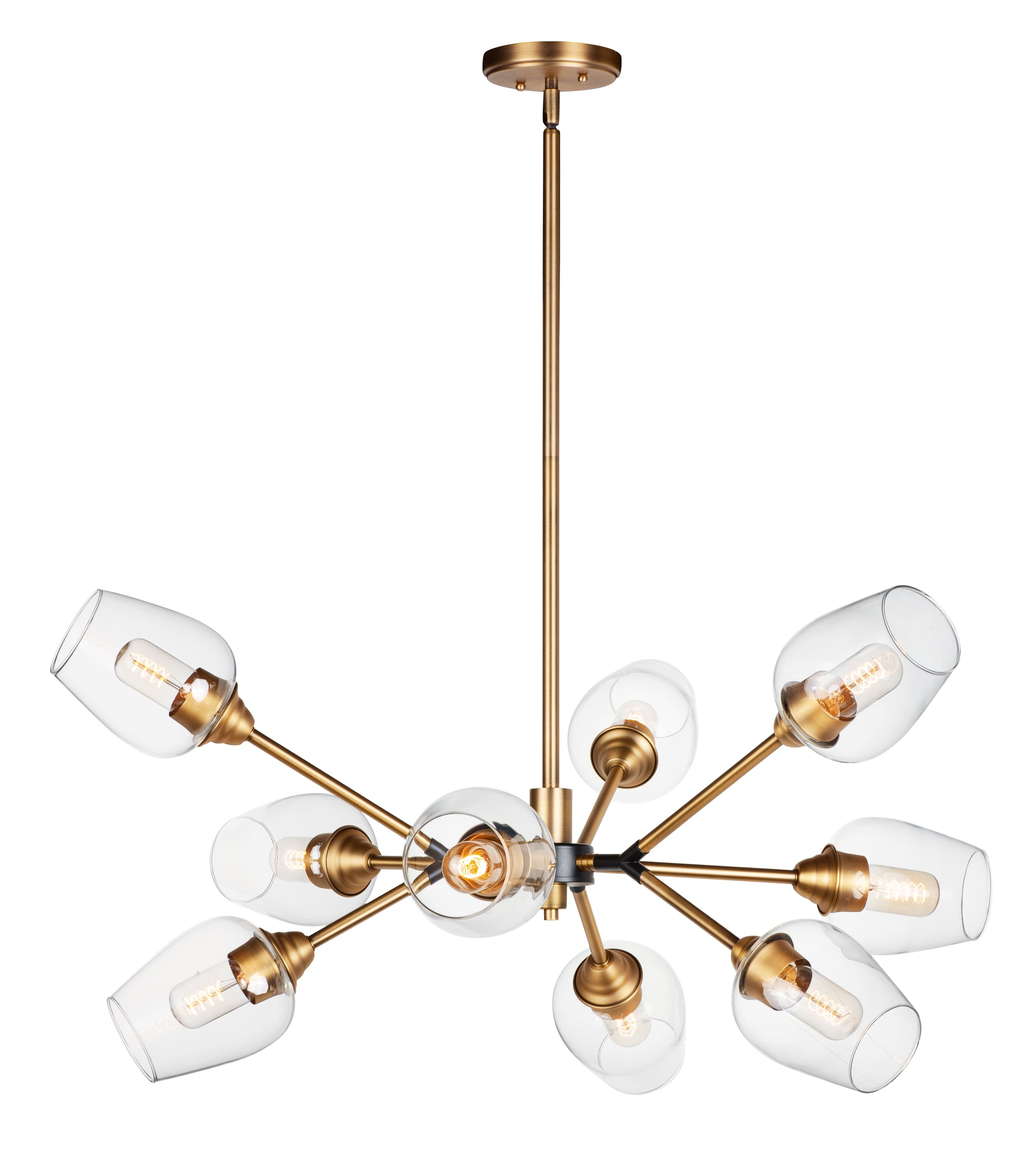 Maxim 26345CLABBK 37 in. Savvy 9 Light Antique Brass & Black Chandelier Ceiling Light
