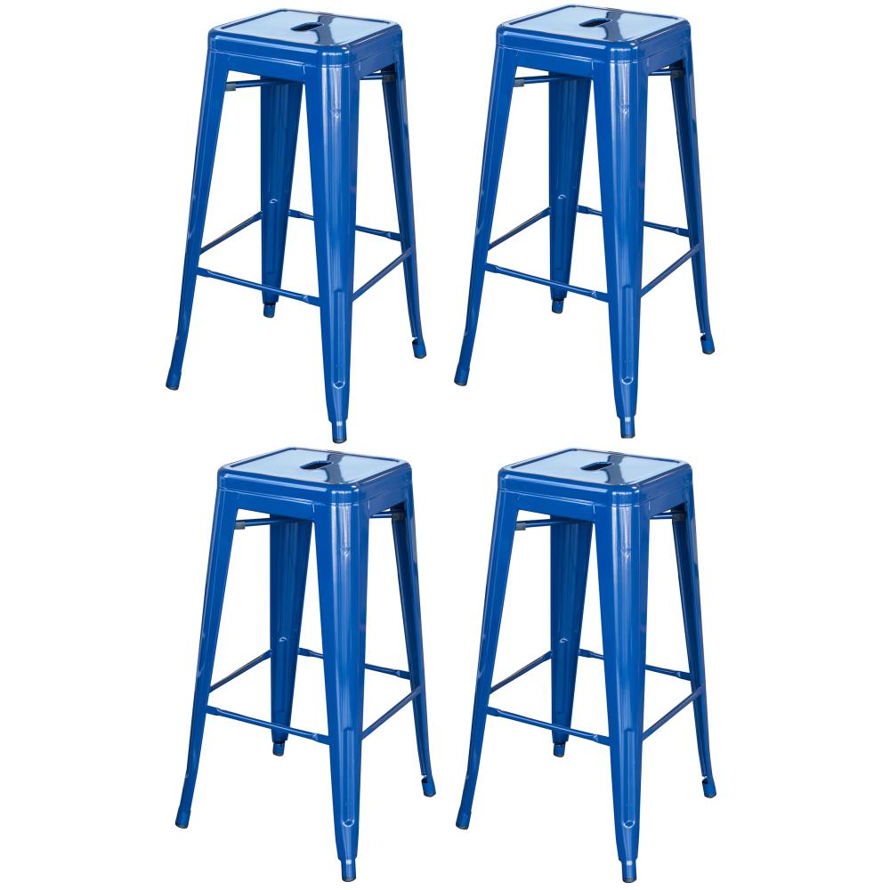 Loft Series Contemporary 30" Blue Metal Stackable Bar Stool