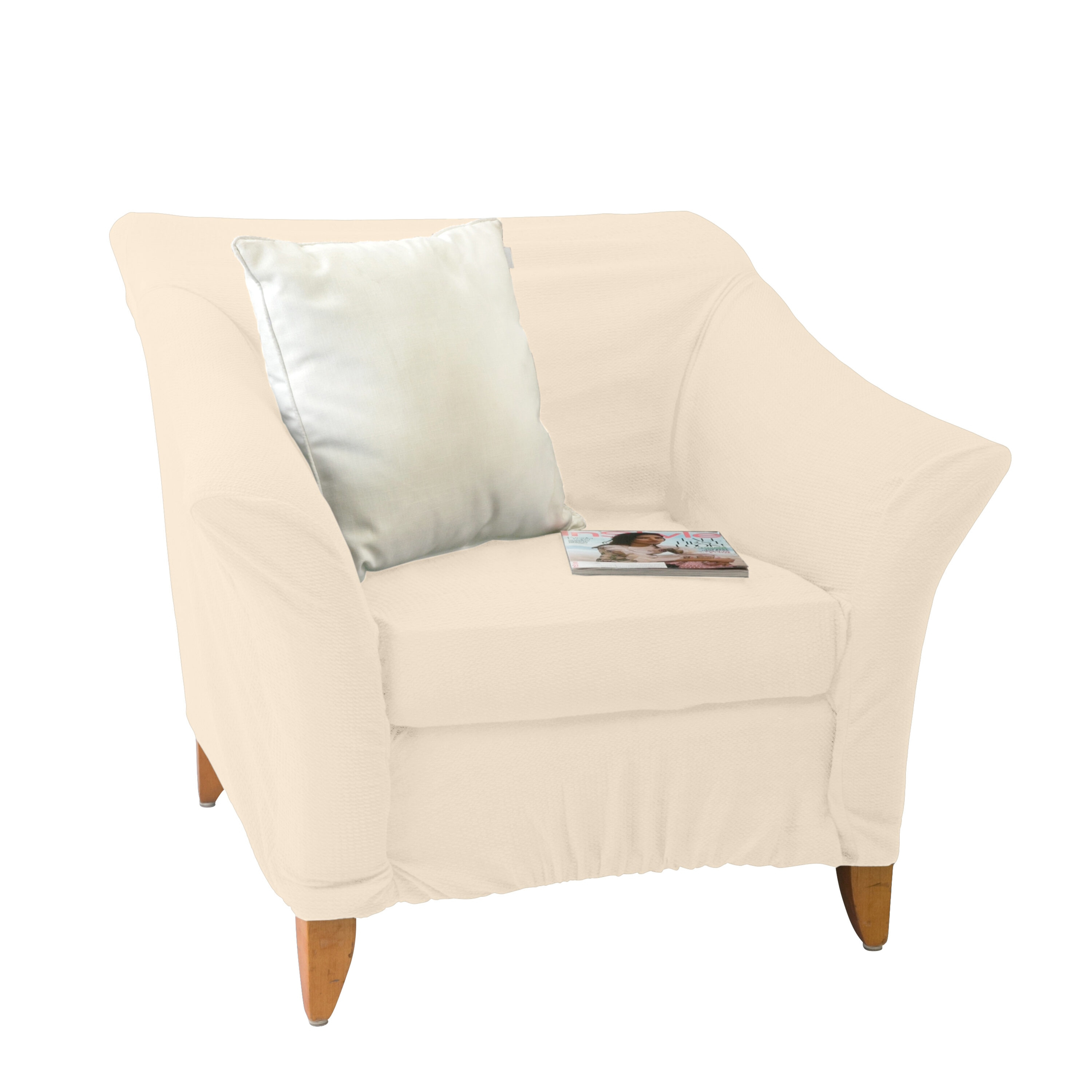 Home Details Waffle Design Chair/Recliner Stretch Fit Slipcover in Ivory