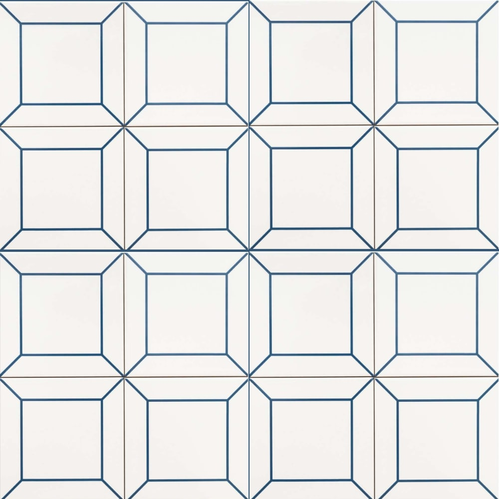 The Tile Life Frame White 6" x 6" Ceramic Patterned Wall Tile for Backsplash Bathroom - 1 Sample