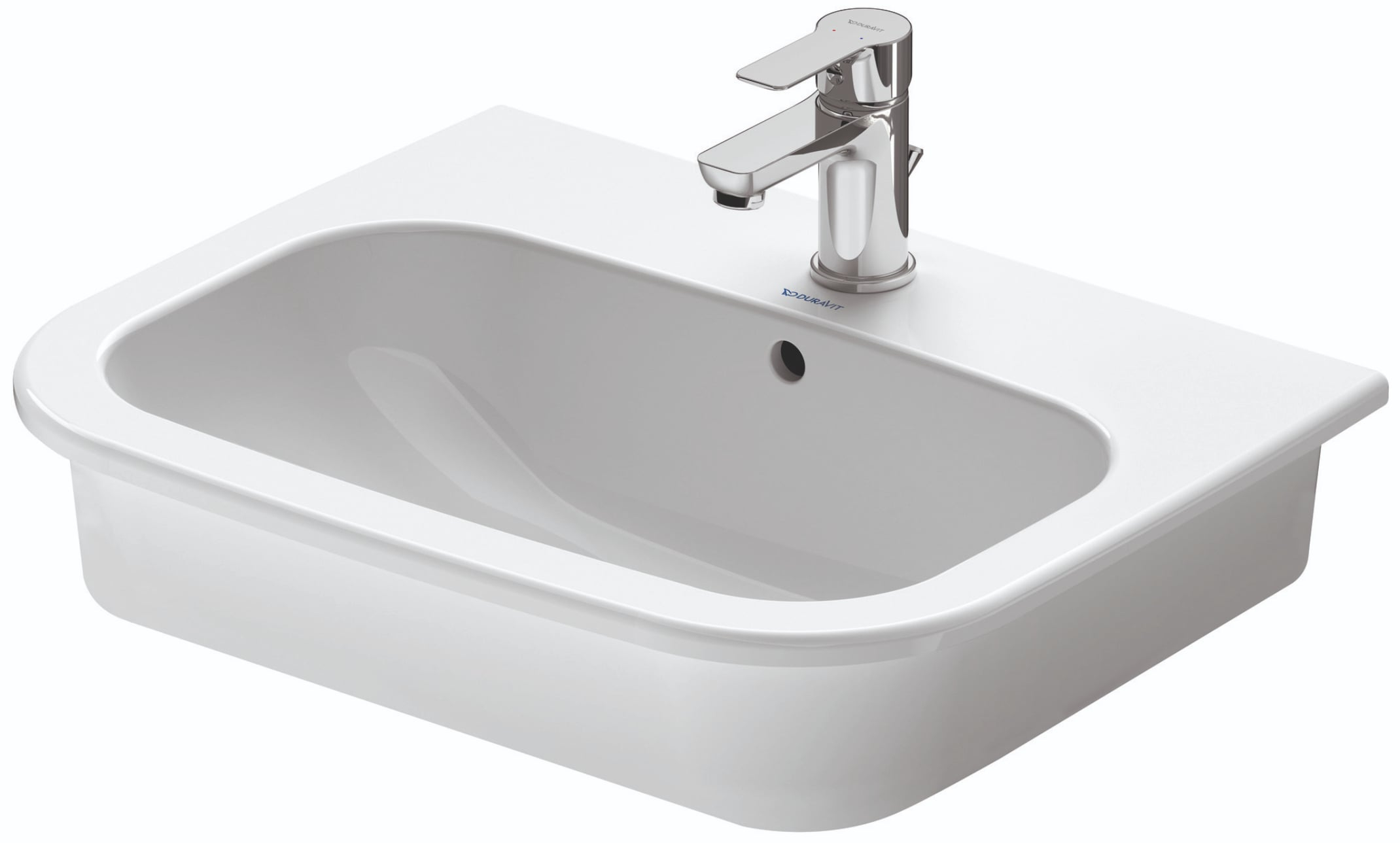 D-Code White Ceramic Rectangular Drop-In Bathroom Sink with Overflow