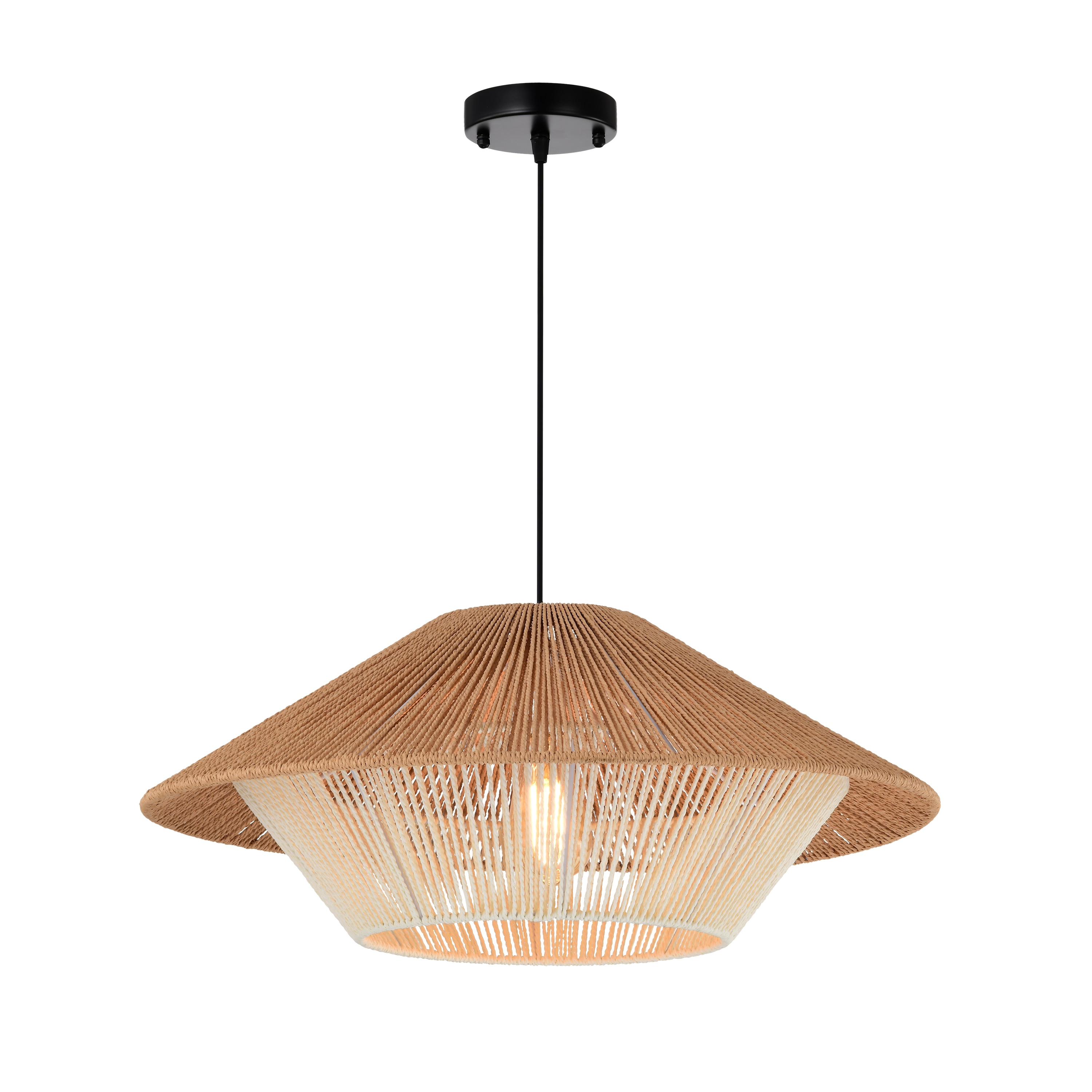 Hong Kong Best New Zhuyuan Lighting Co. Ems 1-Light Paper Rattan Pendant for Living/Dining Room, Kitchen, Bedroom