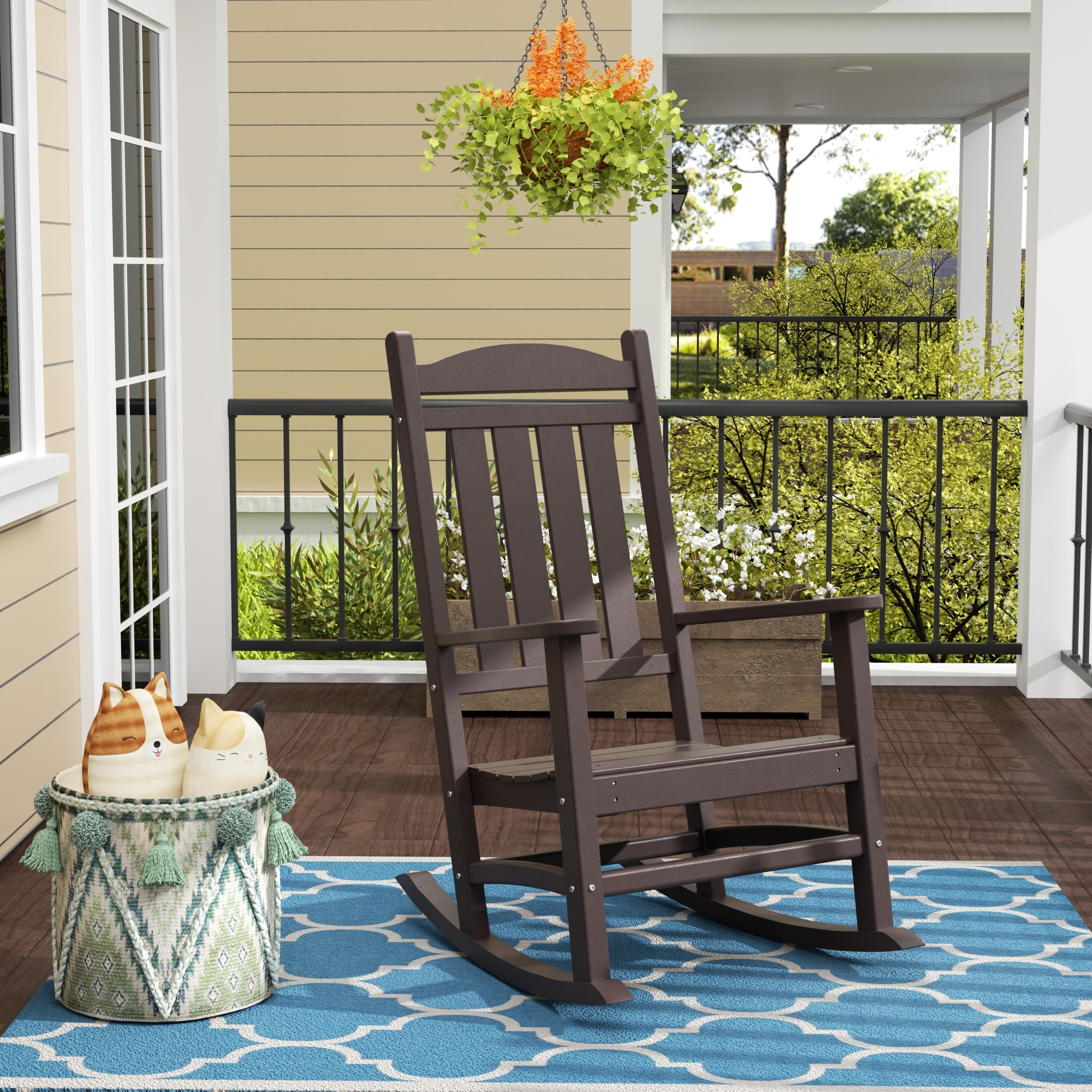 Polytrends  Laguna Hdpe All Weather Outdoor Patio Rocking Chair Dark Brown
