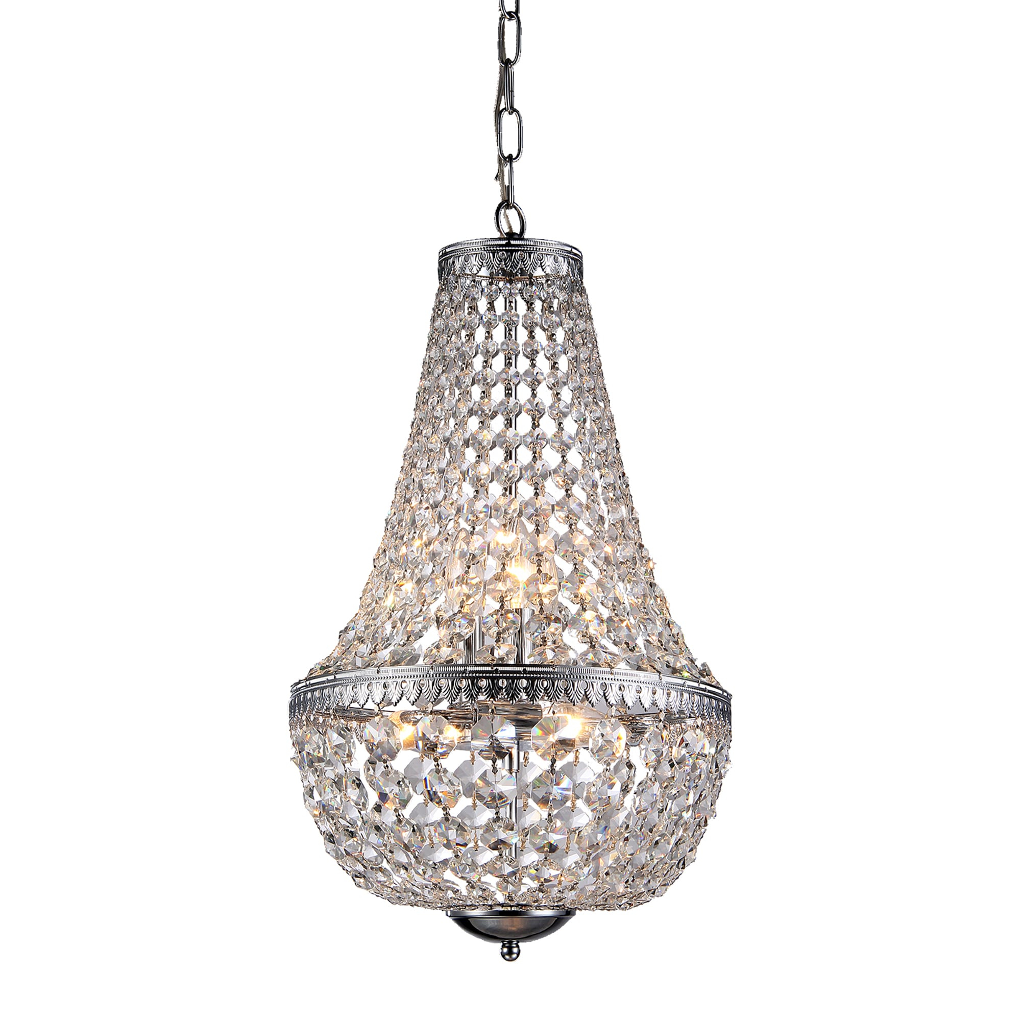 Edvivi 6-Light Chrome Crystal Empire Chandelier Pendant Ceiling Fixture | Glam Lighting