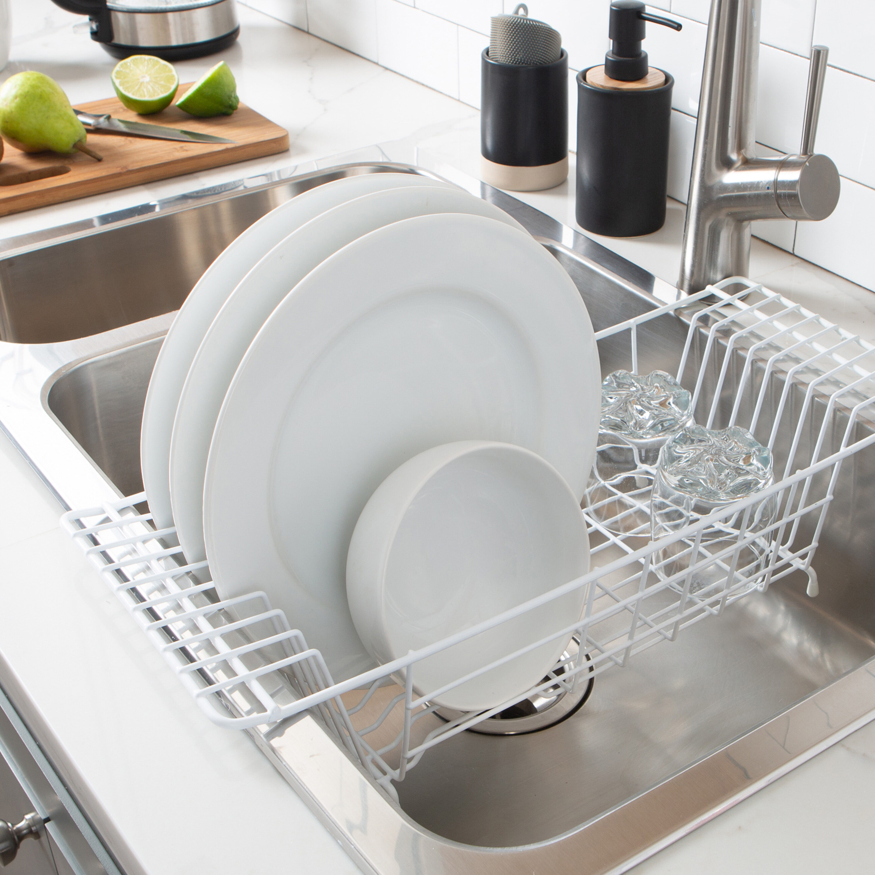 Over the Sink White Dish Rack
