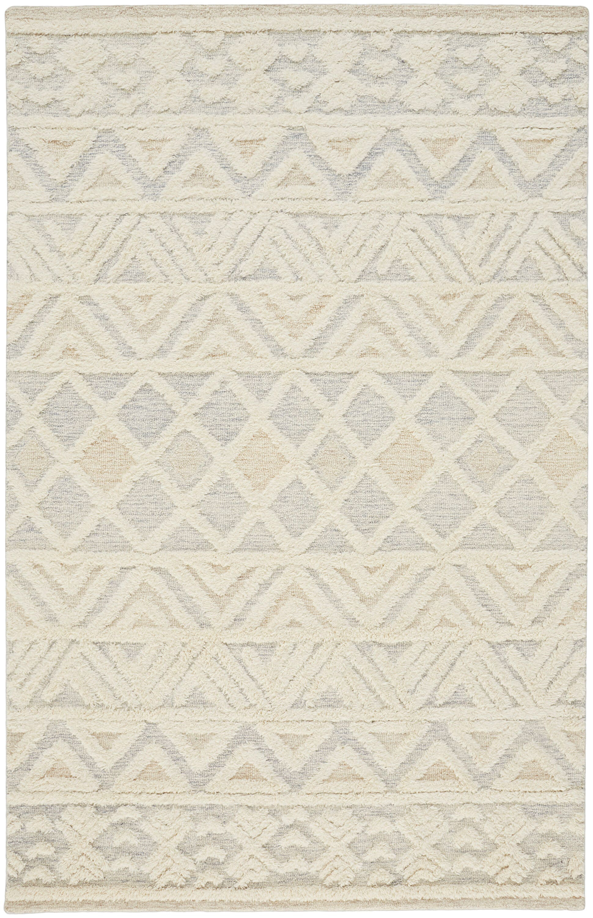 Elika 2' x 3' Blue and Ivory Wool Tufted Oval Rug