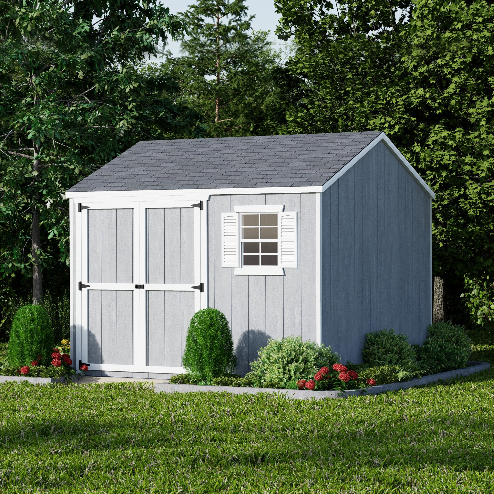 Little Cottage Co. 10x10 Value Workshop Shed with Operable Windows and Floor, Outdoor Wood Storage Do-It-Yourself Precut Kit