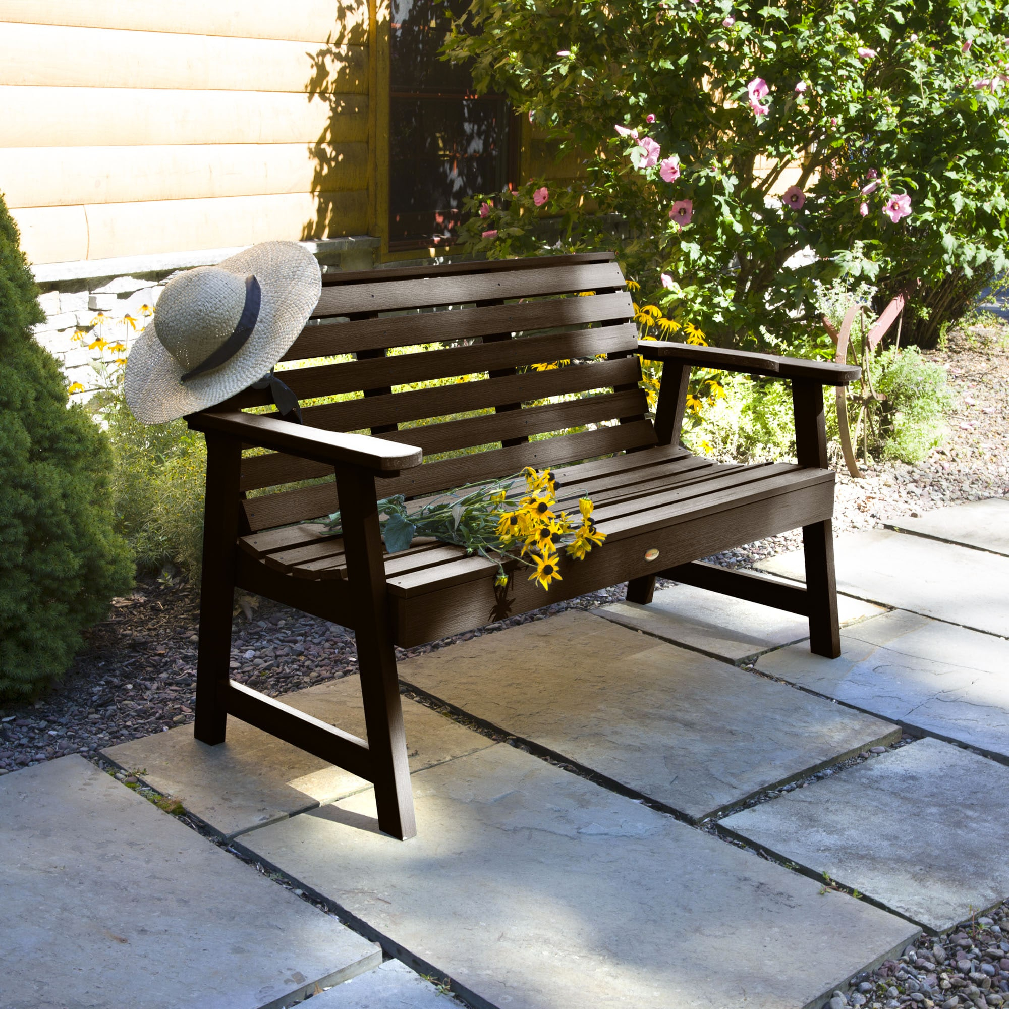 Highwood Weatherly 4ft Garden Bench - 2-Person, Eco-friendly, Synthetic Wood