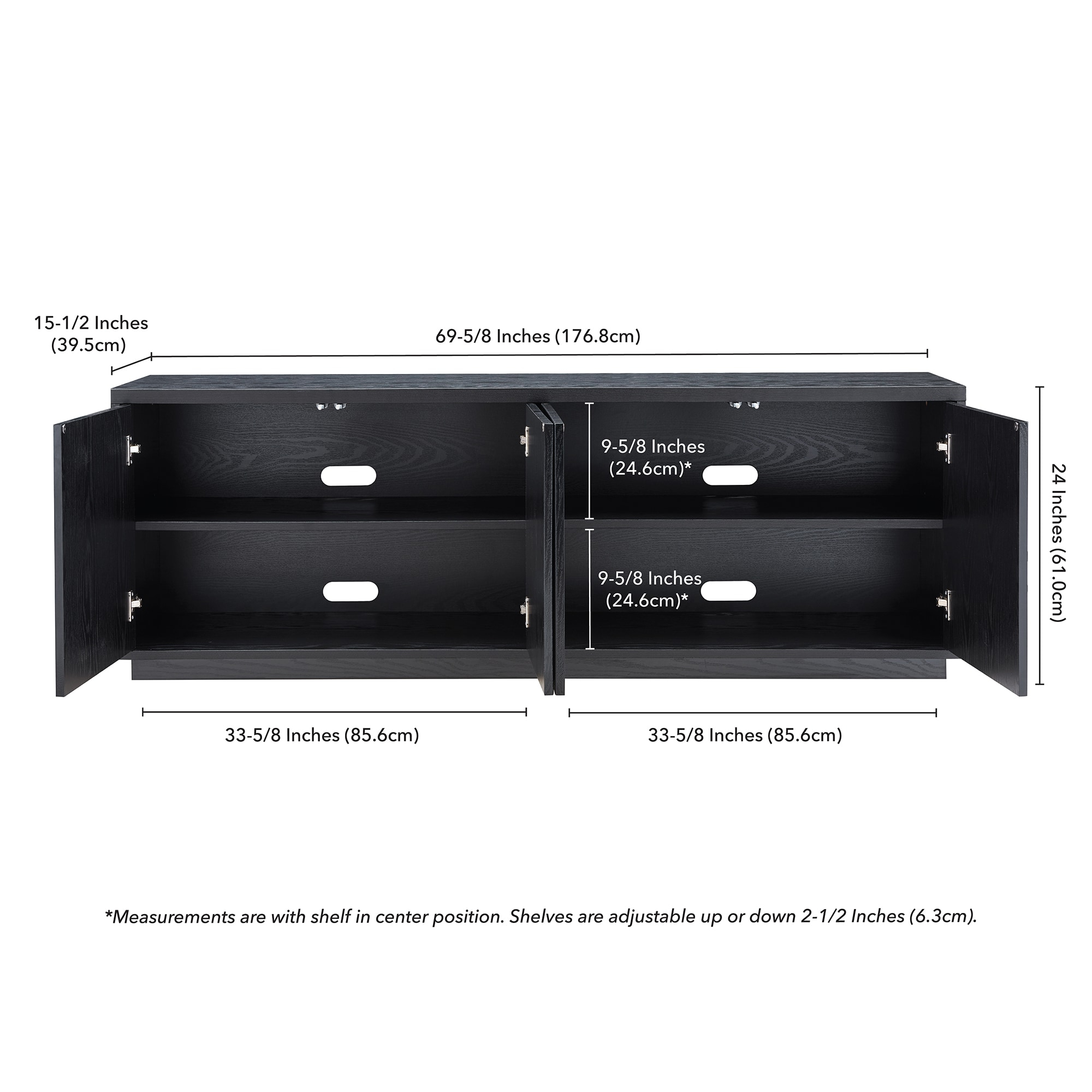 Evelyn&Zoe Hanson Rectangular TV Stand for TV's up to 75", Black Grain