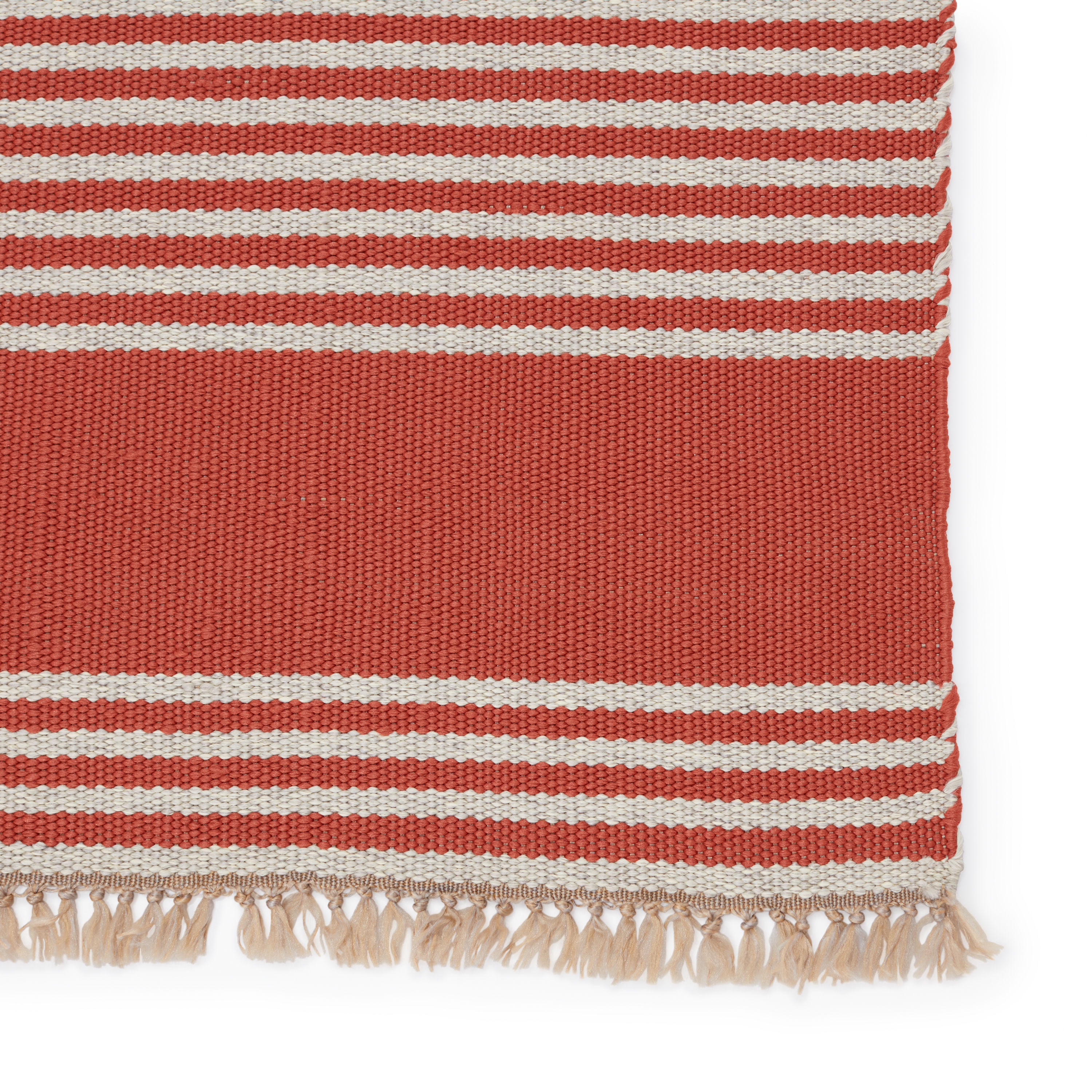 Morro Bay Red and Beige Striped 2'x3' Handwoven Rug