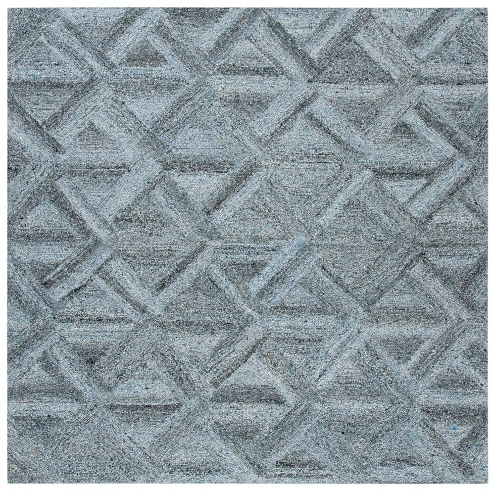 SAFAVIEH Abstract Phillis Geometric Chevron Area Rug, Blue/Black, 6' x 6' Square