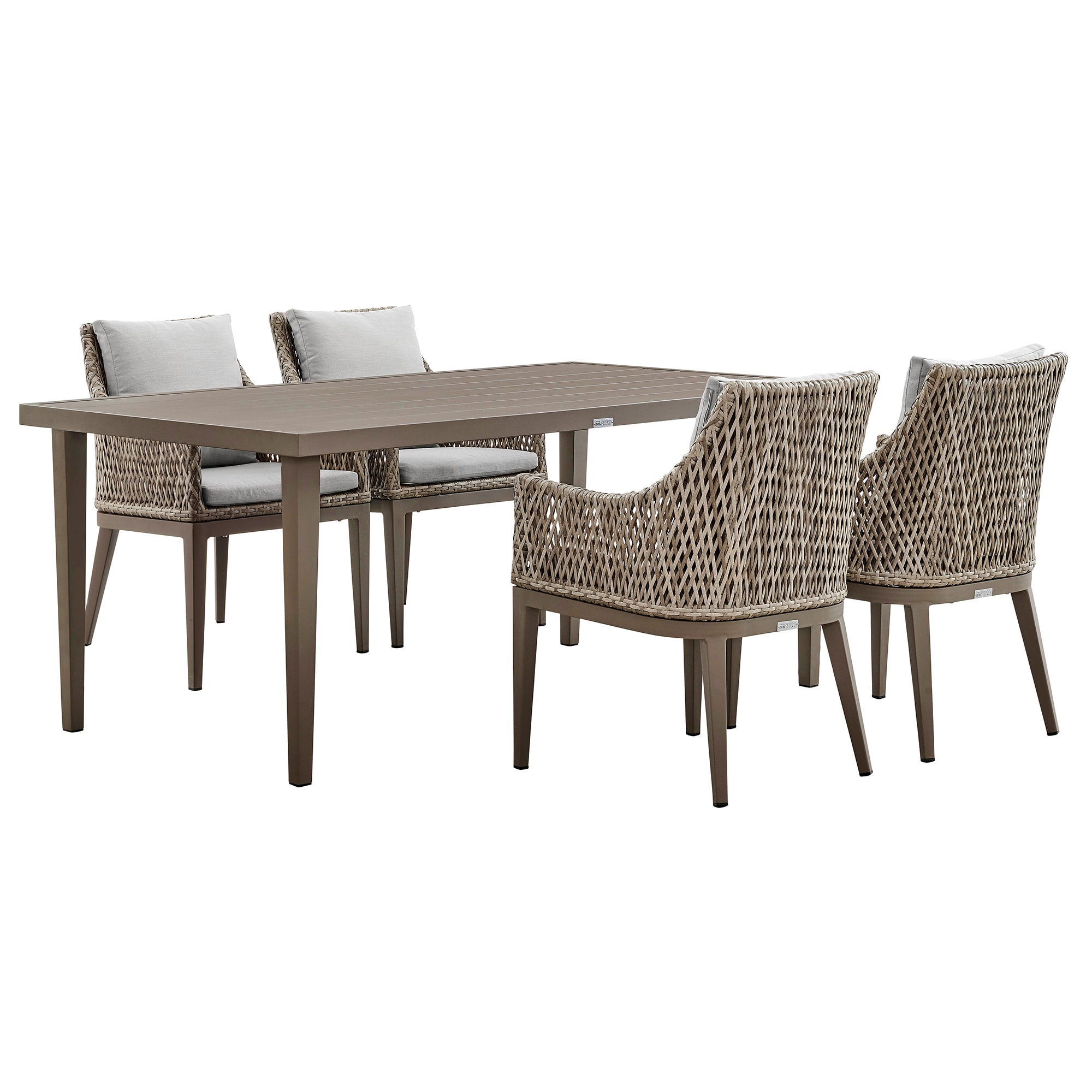 Homestock Urban Oasis 5 Piece Gray Aluminum Outdoor Dining Set with Gray Fabric