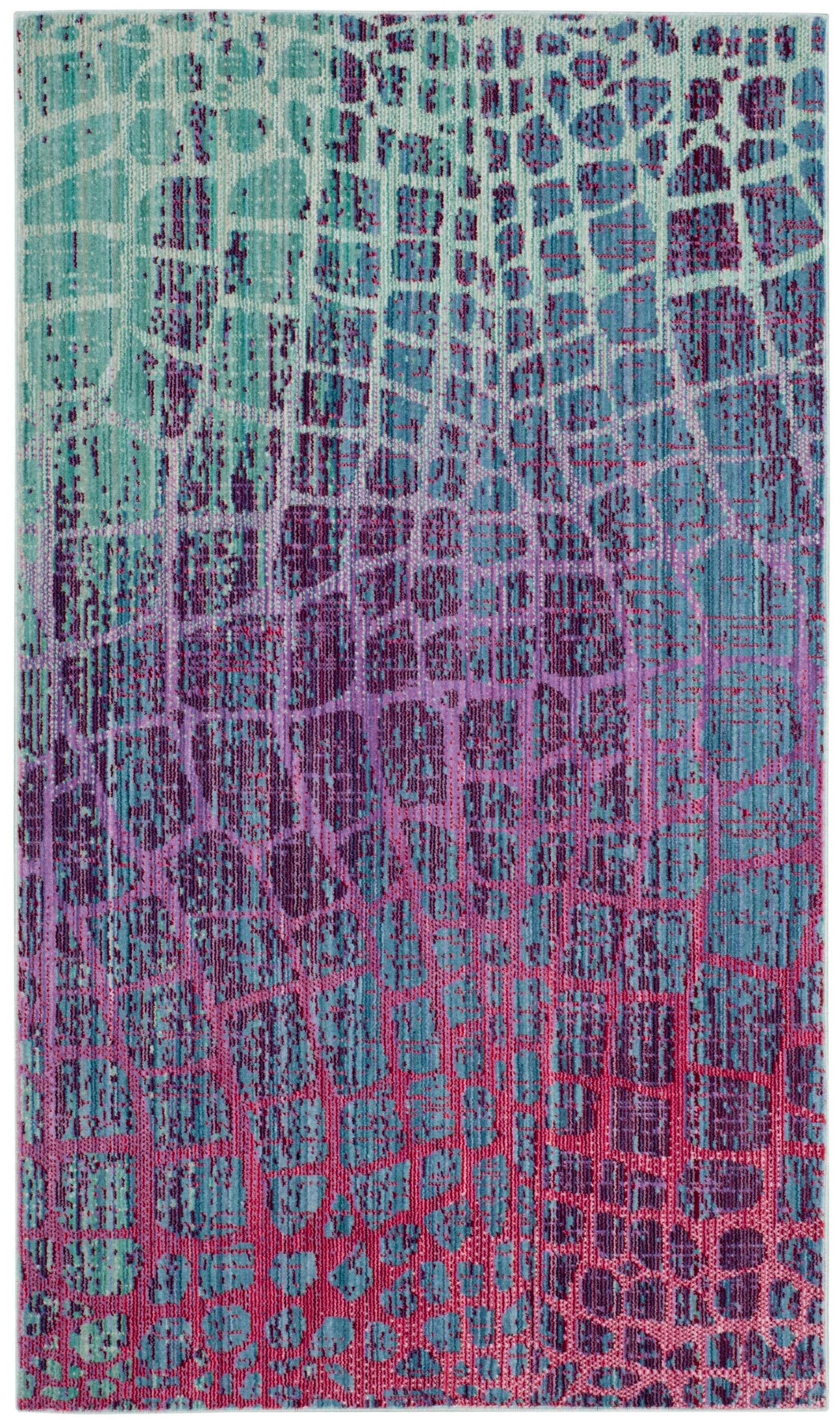 SAFAVIEH Valencia Nurten Abstract Polyester Area Rug, Blue/Fuchsia, 3' x 5'