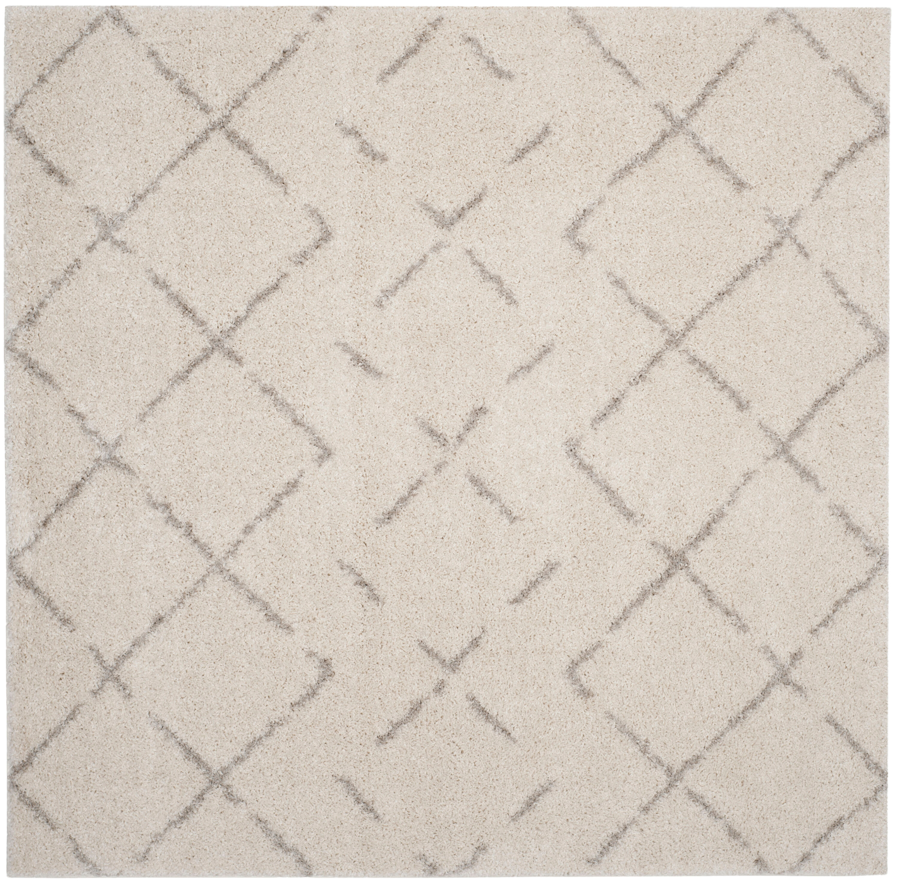 SAFAVIEH Arizona Zarif Geometric Shag Area Rug, Ivory/Beige, 10' x 10' Square