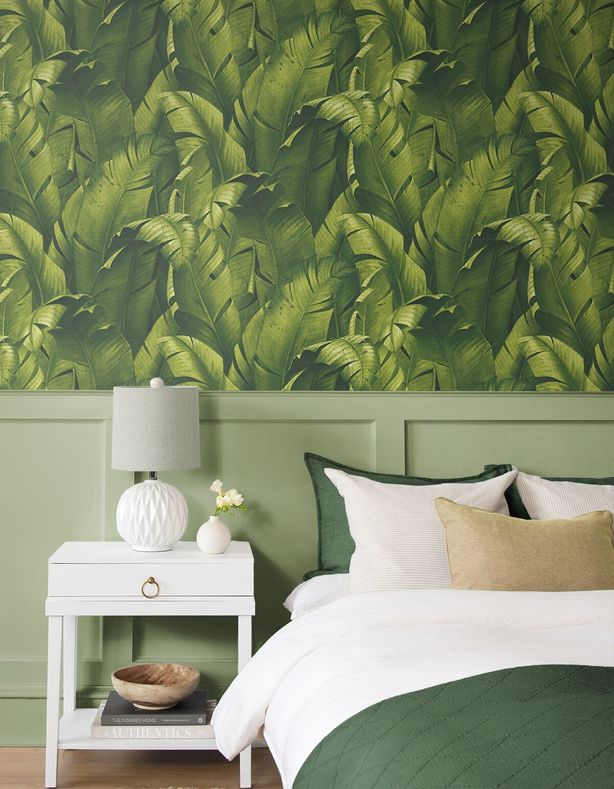 NextWall NW31000 Tropical Banana Leaves Peel & Stick Wallpaper, Green