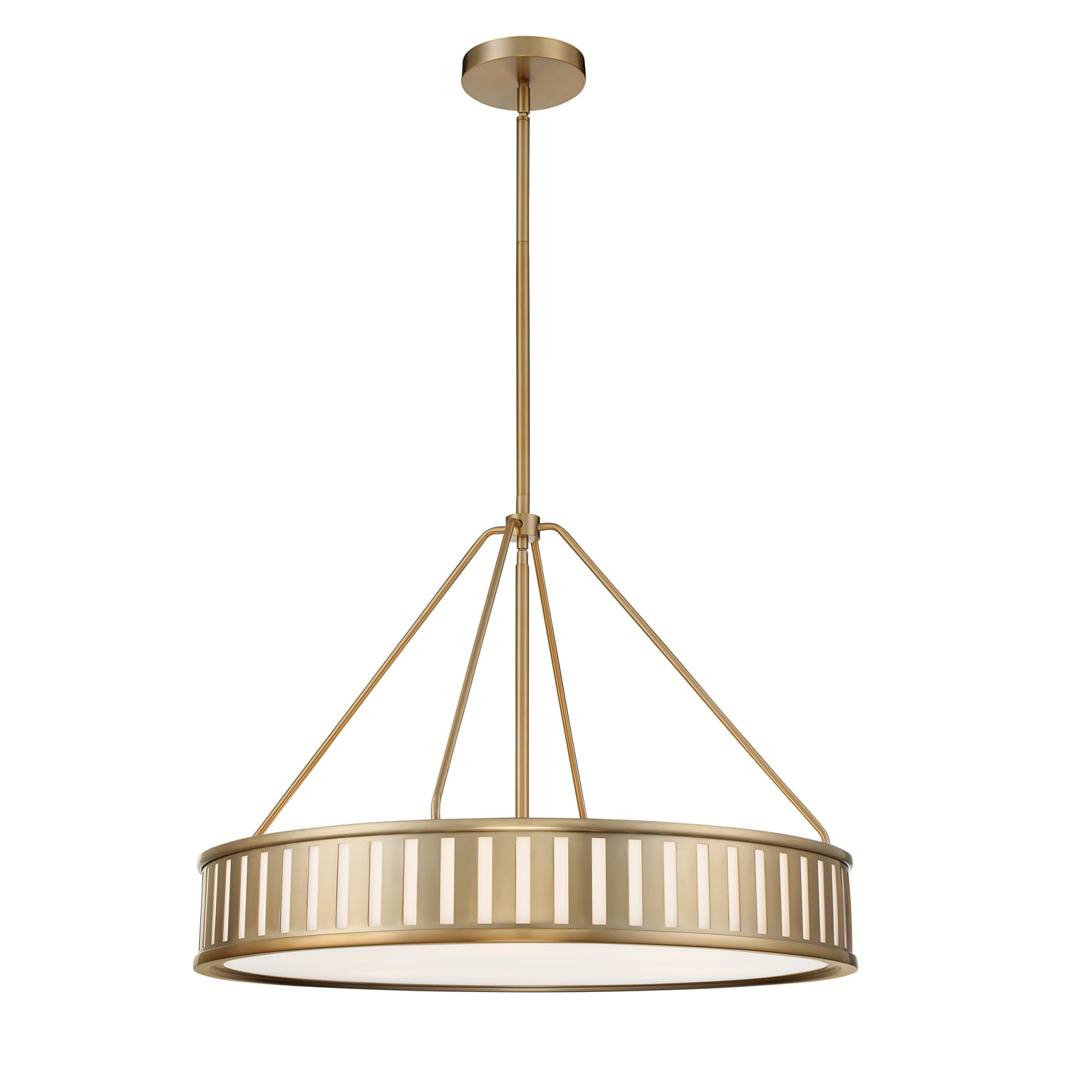 Elegant Kendal 6-Light Vibrant Gold Drum Pendant with White Glass