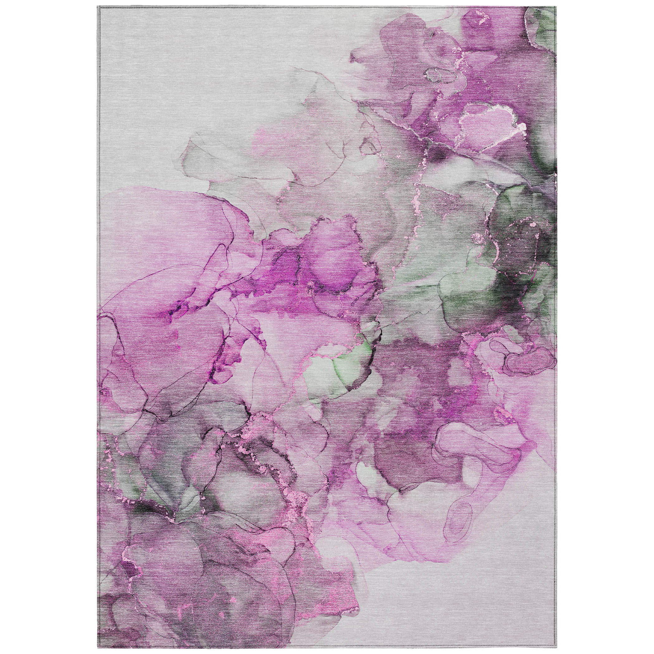Pink Watercolor Pattern Machine Washable Synthetic Rug