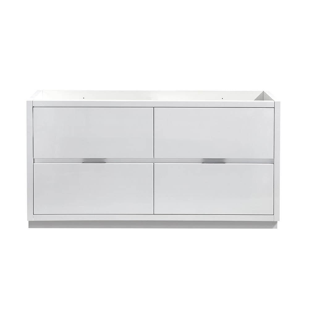 Fresca Valencia 60" Double Sinks Wood Bathroom Cabinet in Glossy White