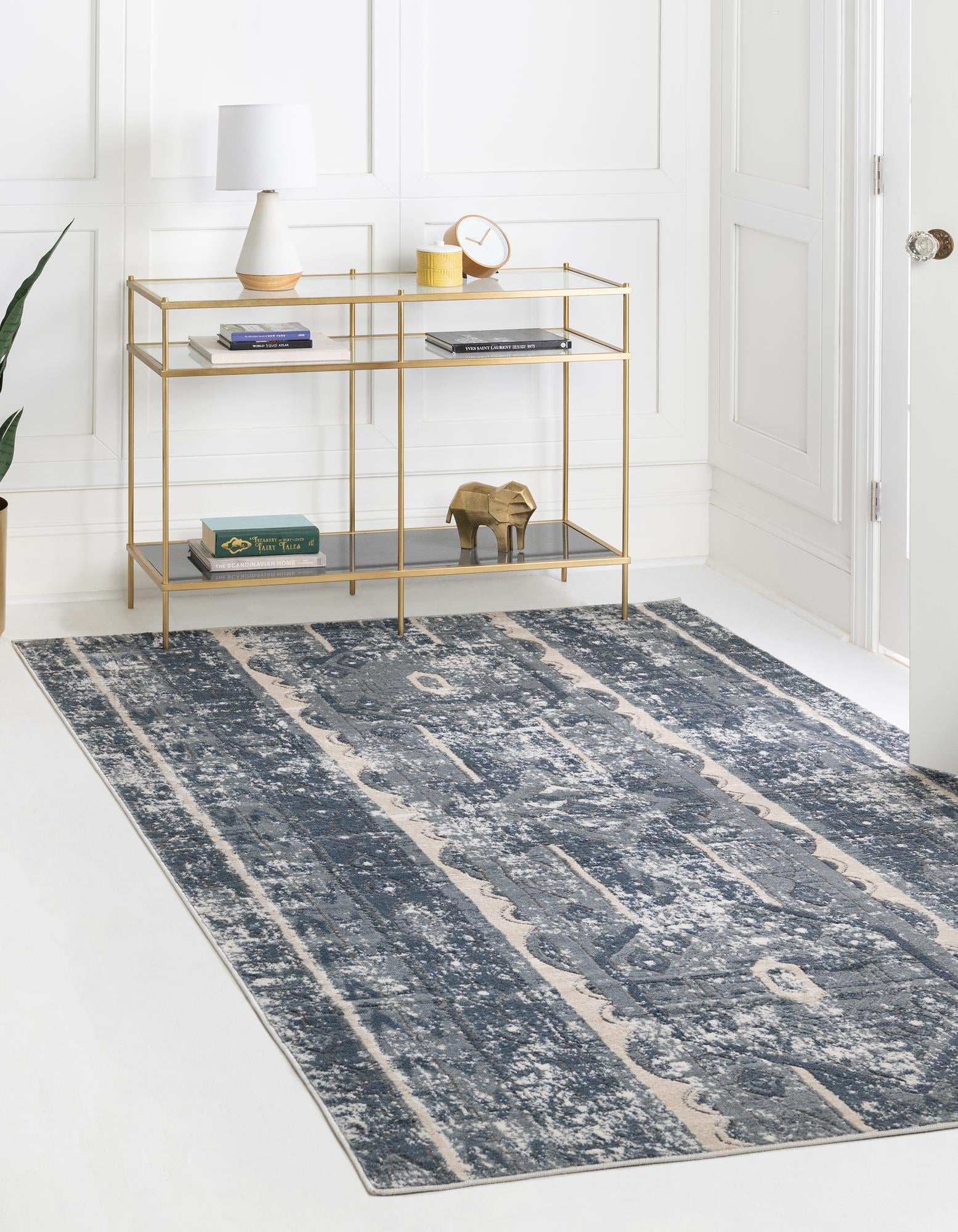Unique Loom Portland Collection Area Rug - Depoe (6' 1" x 9' Rectangle Blue/Beige)