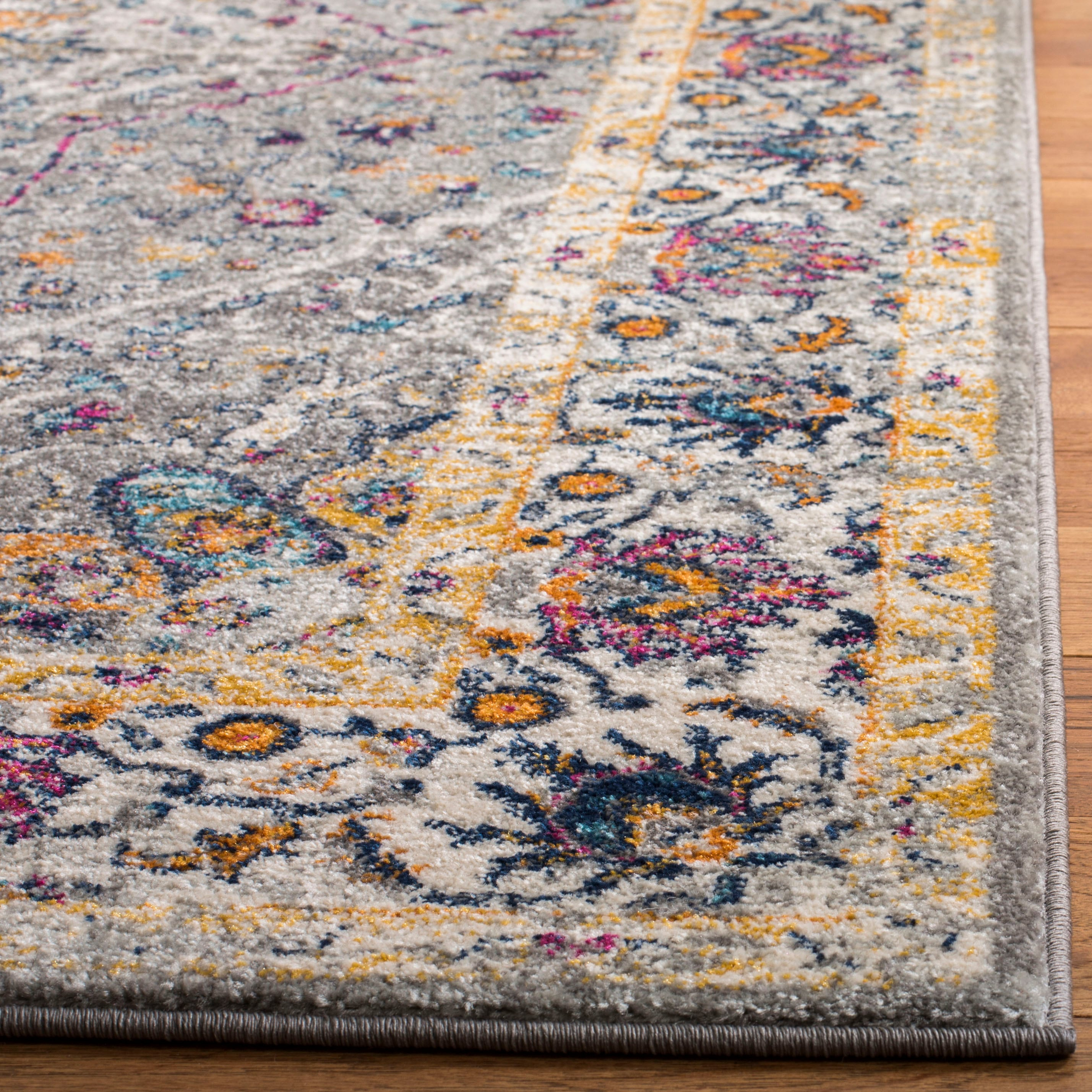 SAFAVIEH Evoke Gracelyn Overdyed Floral Area Rug, Grey, 6'7" x 6'7" Square