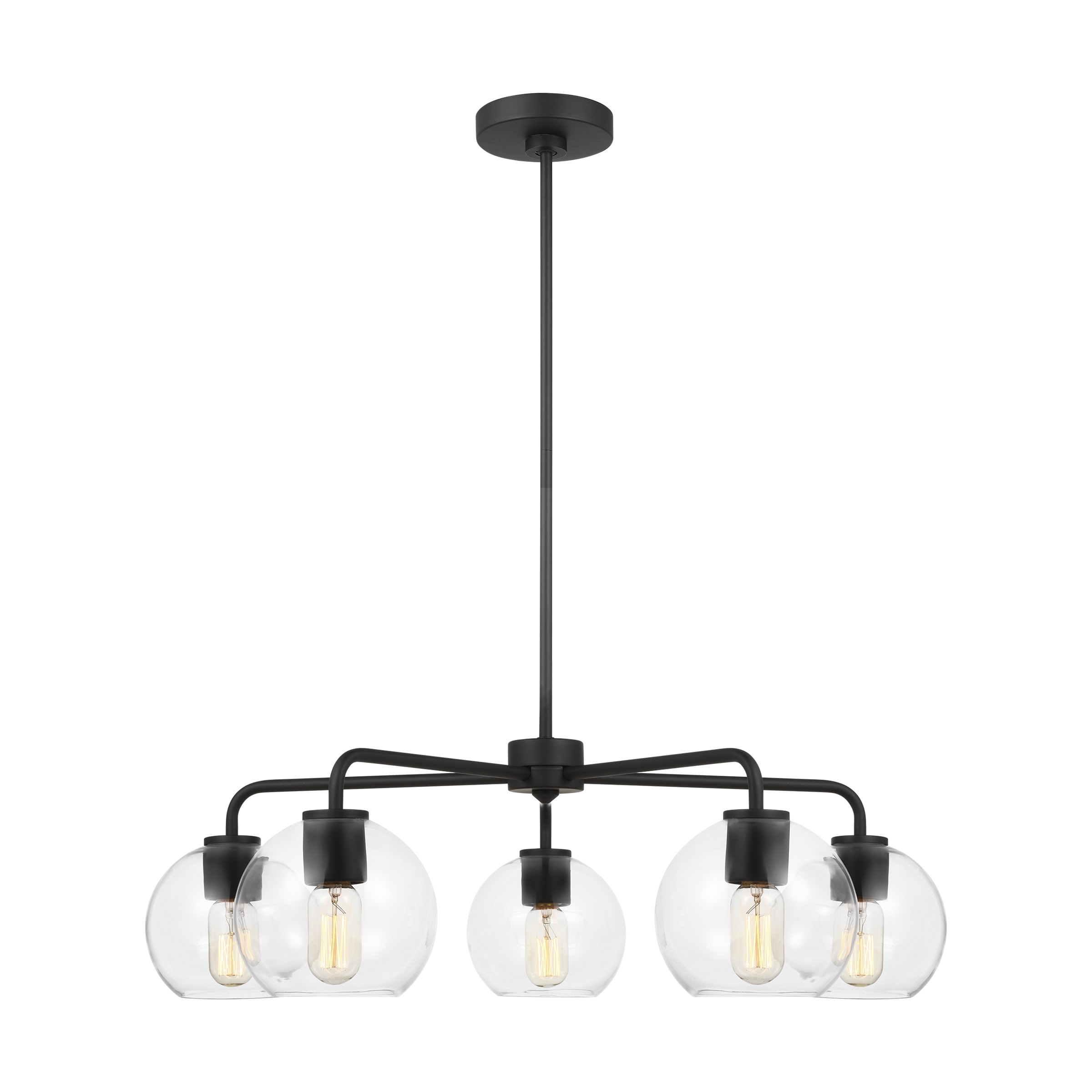 Generation Lighting Orley 5 -Light Matte Black Transitional For Use in Dining Rooms, Foyers, Living Rooms Chandelier