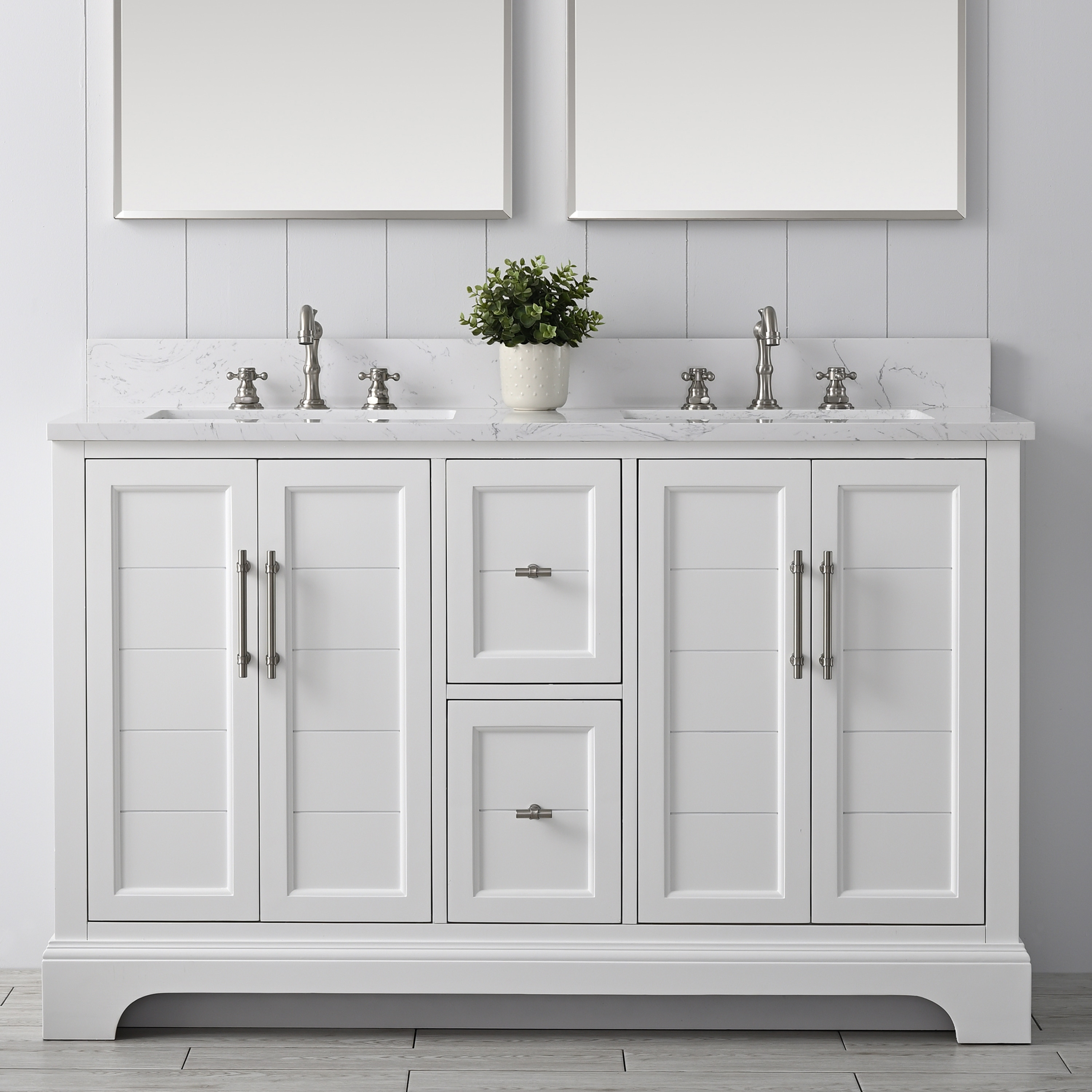 Vanity Art VA5054-W 54 x 22 x 34 in. Single Sink Bathroom Vanity with Quartz Top & Backsplash, White
