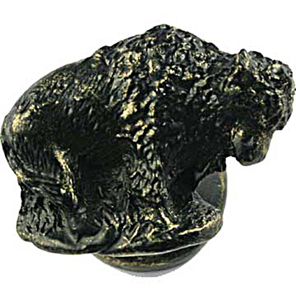 Bronzed Black Rustic Buffalo Cabinet Knob with Mounting Hardware