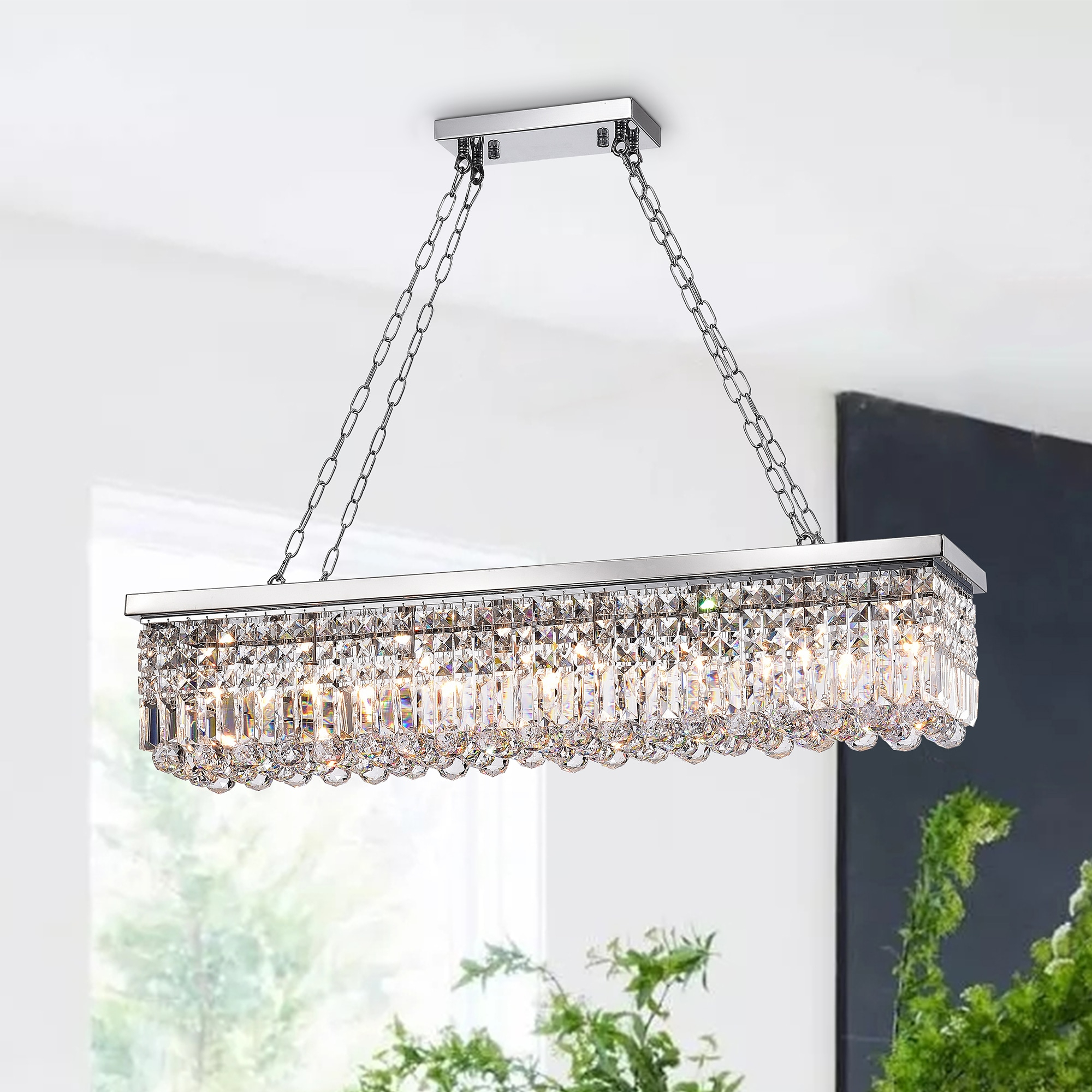 Modern 8-Light Chrome Chandelier